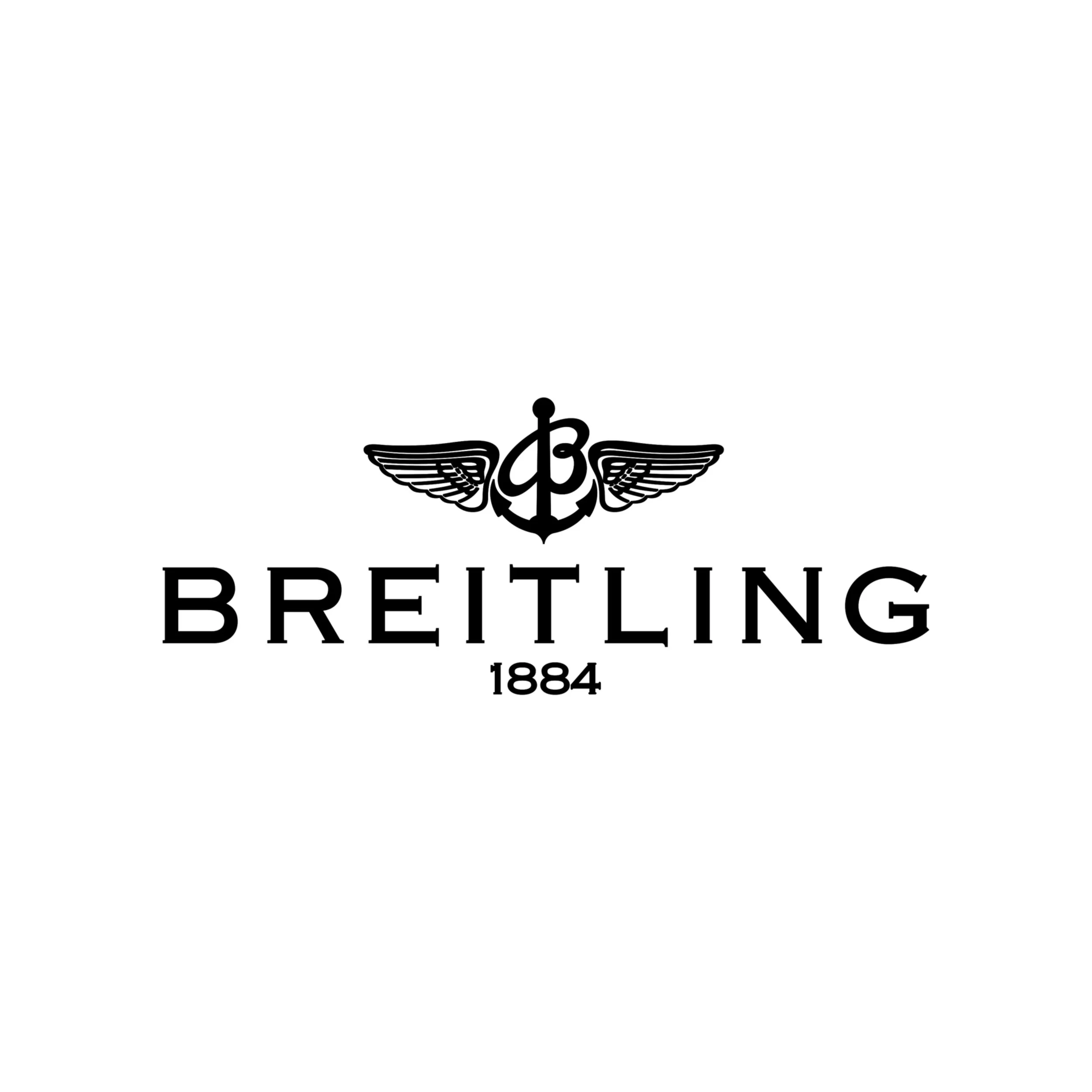 Black logo of Breitling with a winged emblem and the text 'Since 1884' below it.