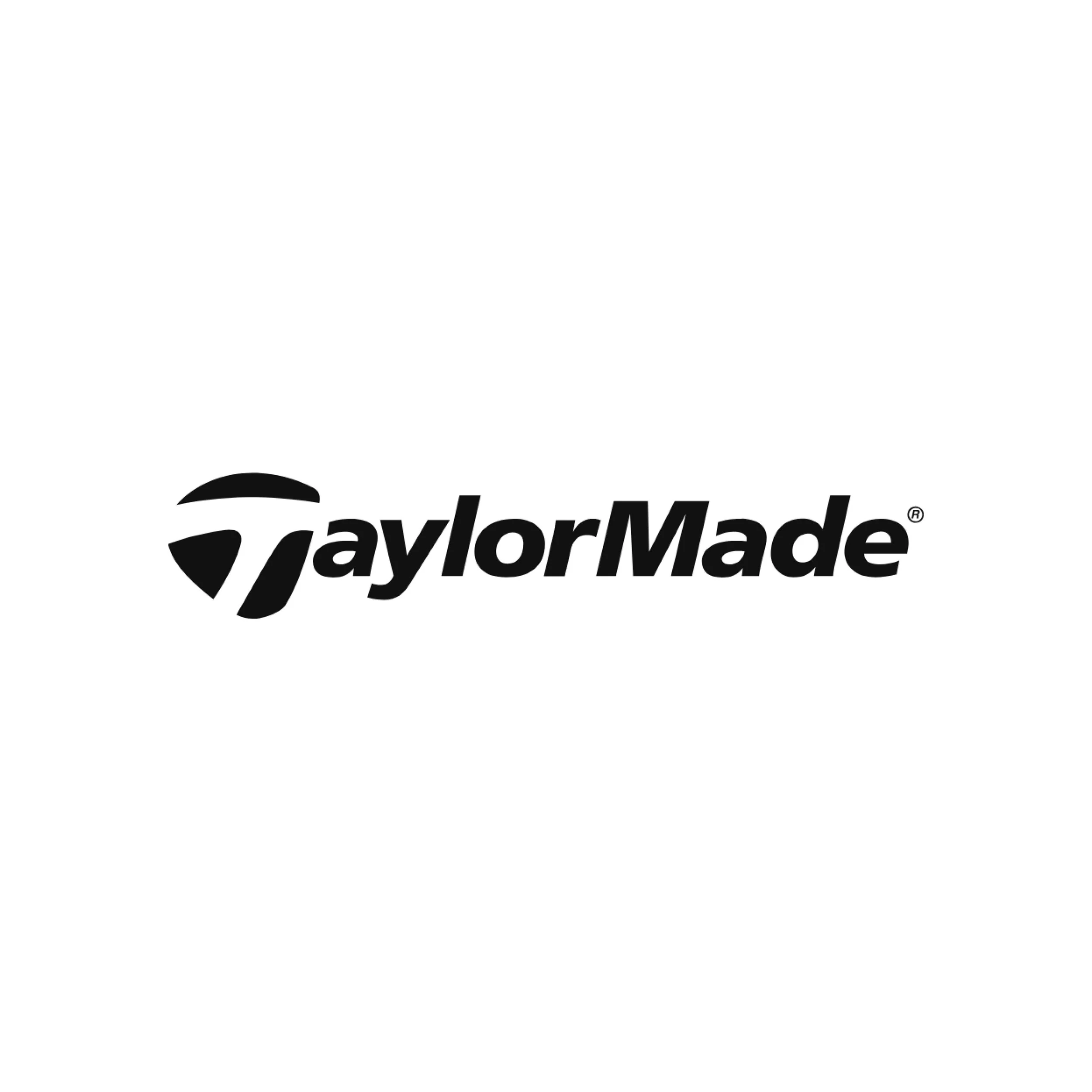 TaylorMade logo in black on a white background.