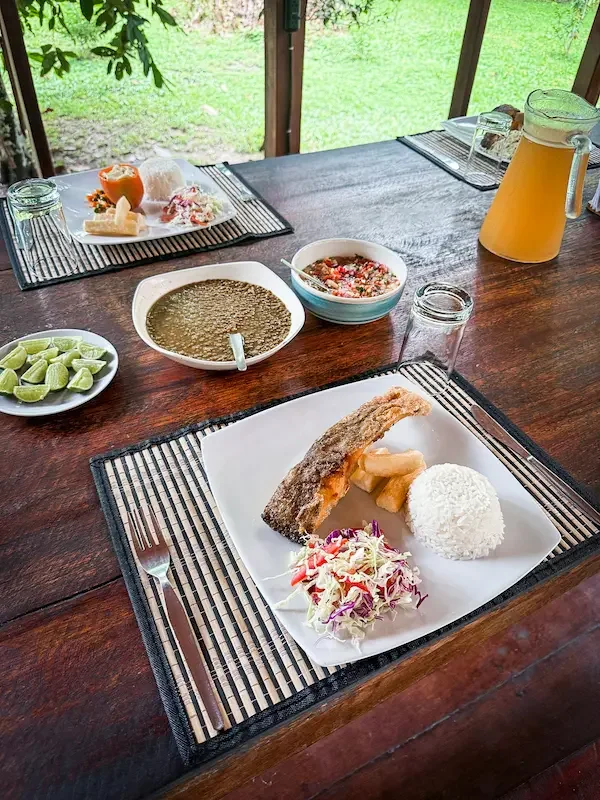 peruvian food on white plates