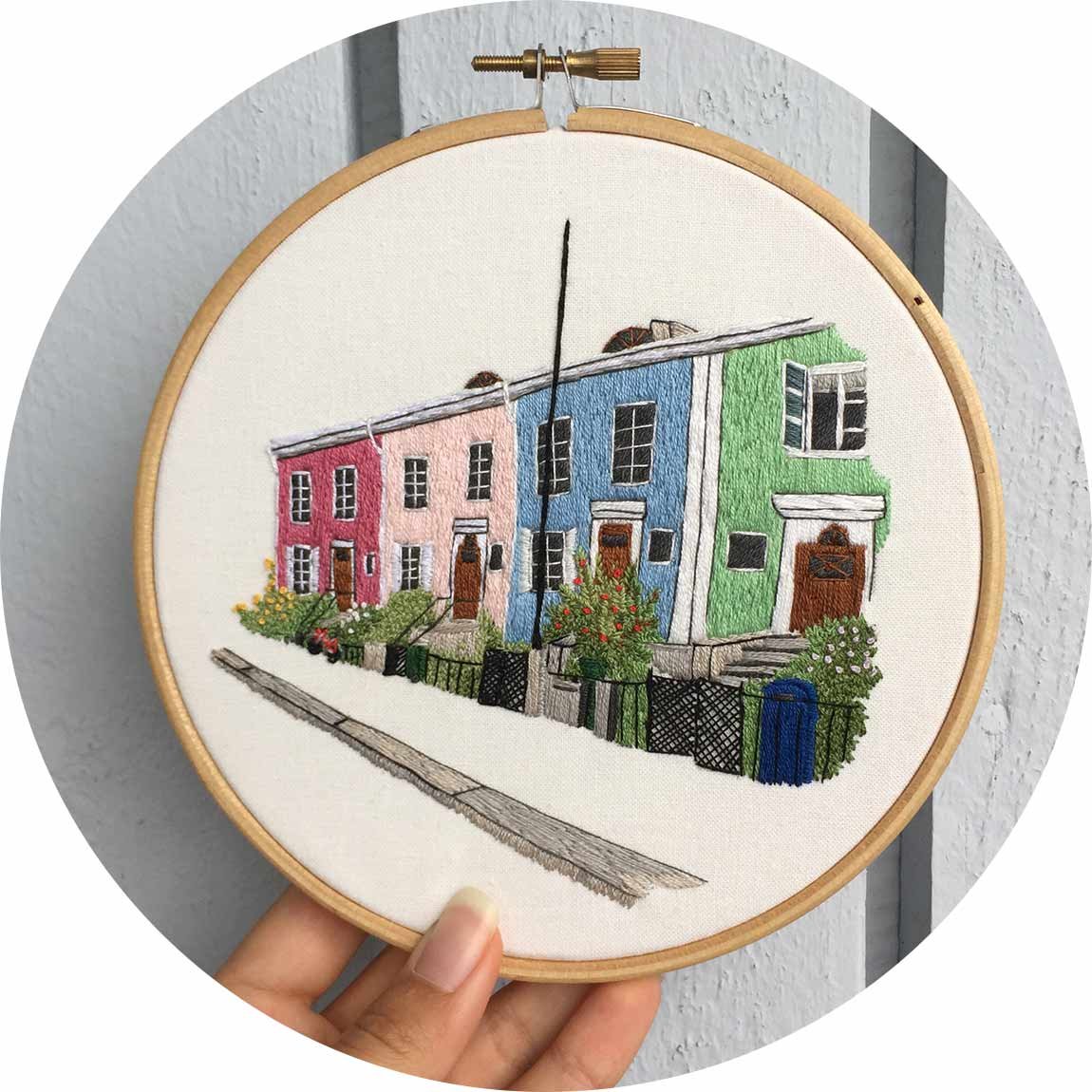Street in Gothenburg Hand Embroidery Pattern by Charles and Elin Close Up.jpg