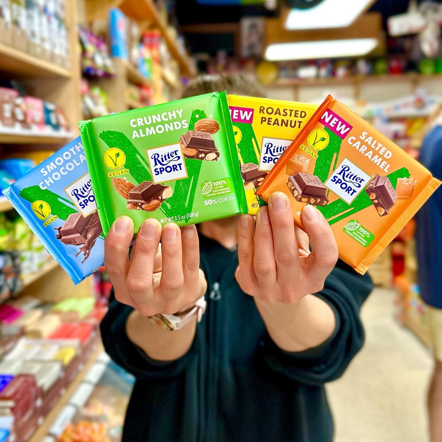 New Vegan Chocolate! 🍫
 
And the packaging from @rittersport 
is B-E-A-UTIFUL. 

#oldetymecandyshoppe #candystore #vegan #veganchocolate #rittersport #rittersportchocolate #rittersportvegan #canmore #chocolate