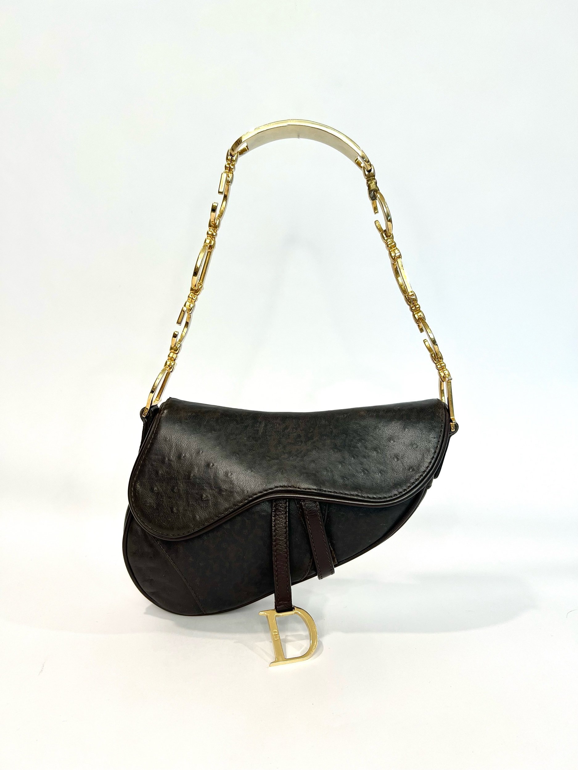 Dior Ostrich Mini Saddle Bag