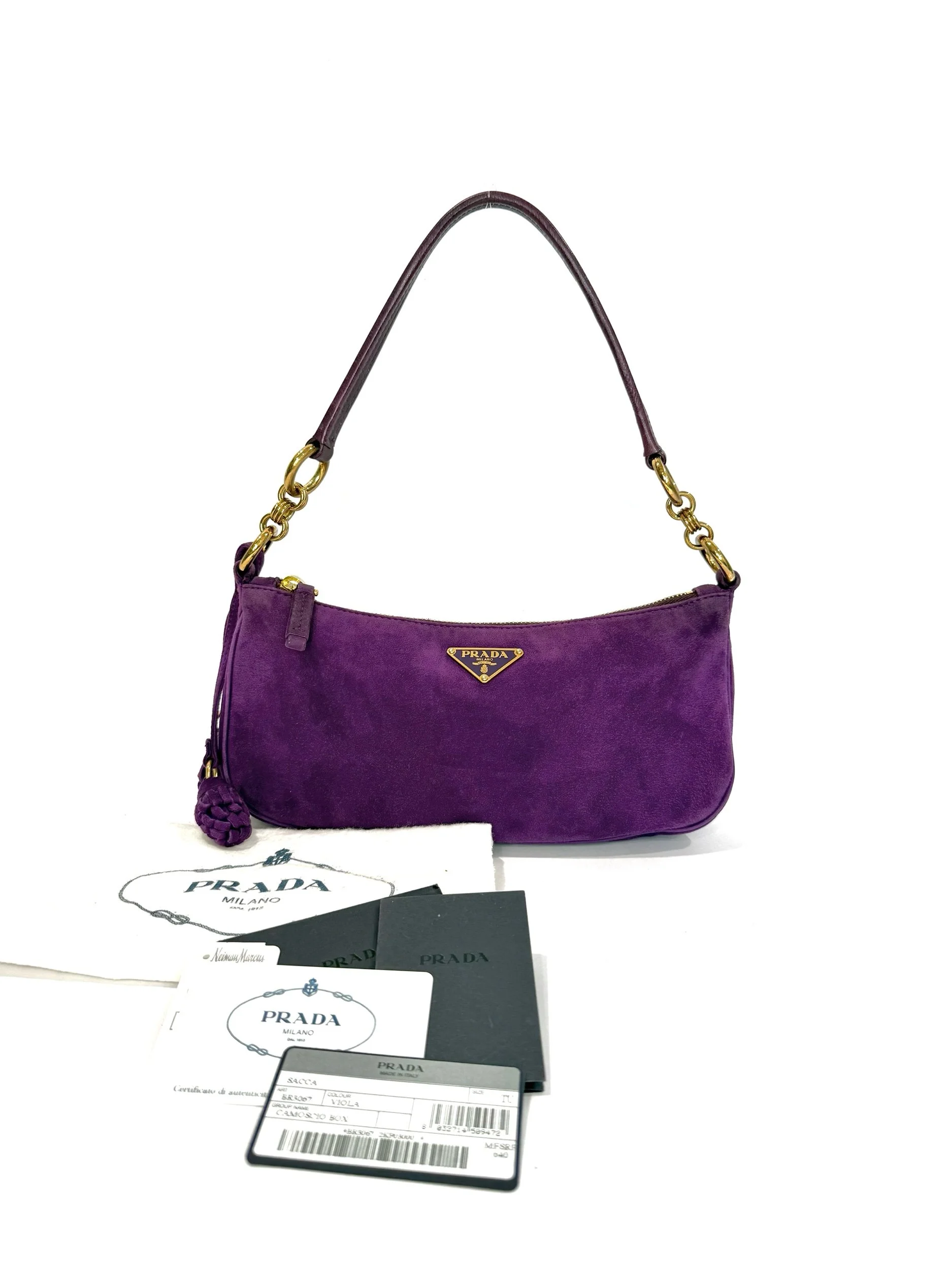 Prada Purple Suede Shoulder Bag