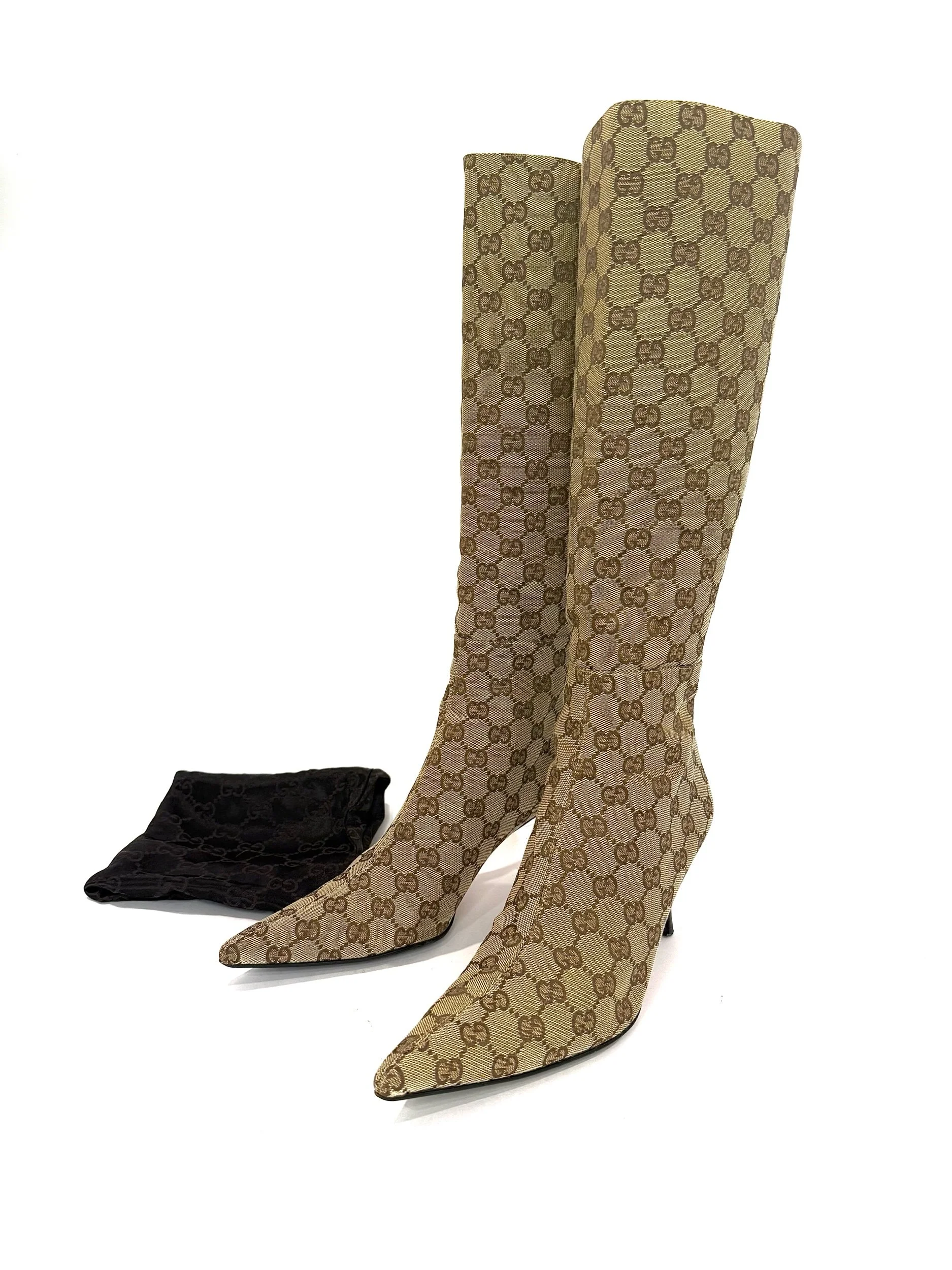 Gucci GG Monogram Canvas Boots, Sz 9