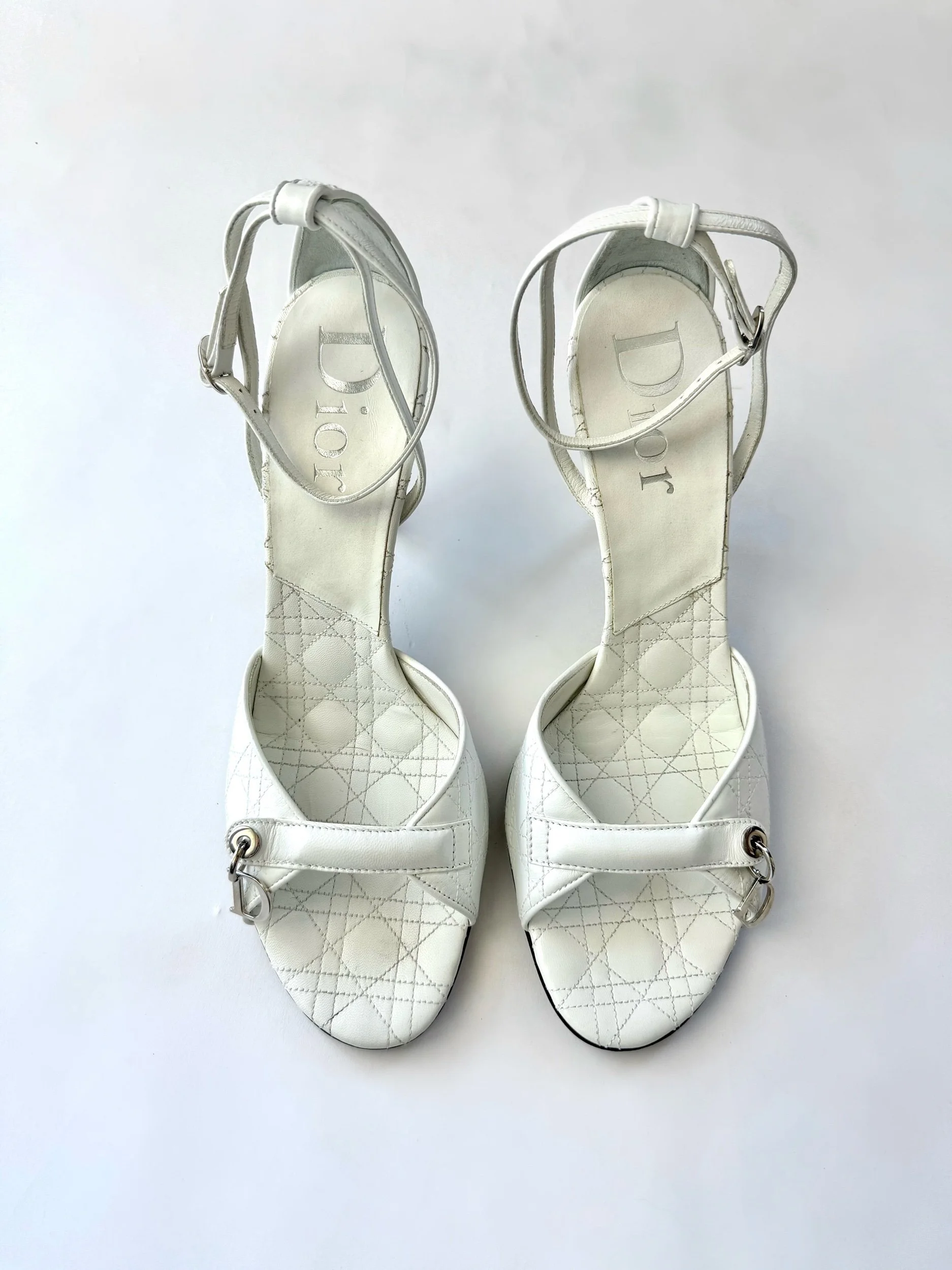Dior Cannage Leather Charm Heels, Size 41.5