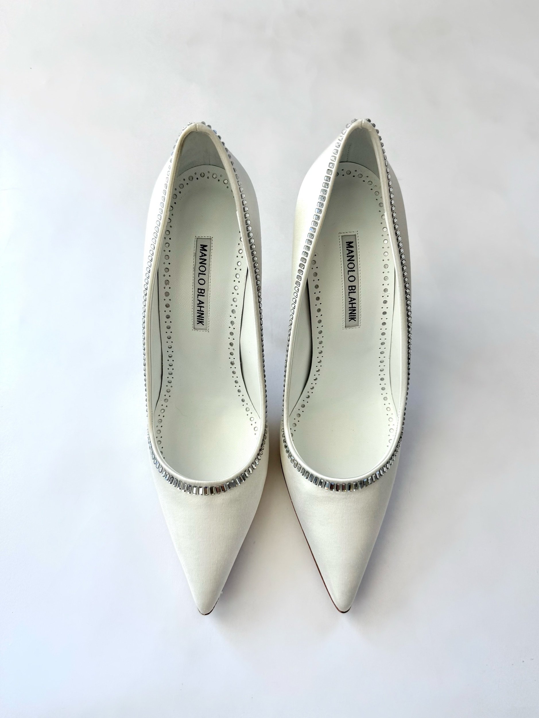 Manolo Blahnik Silk Crystal Pumps, Size 40