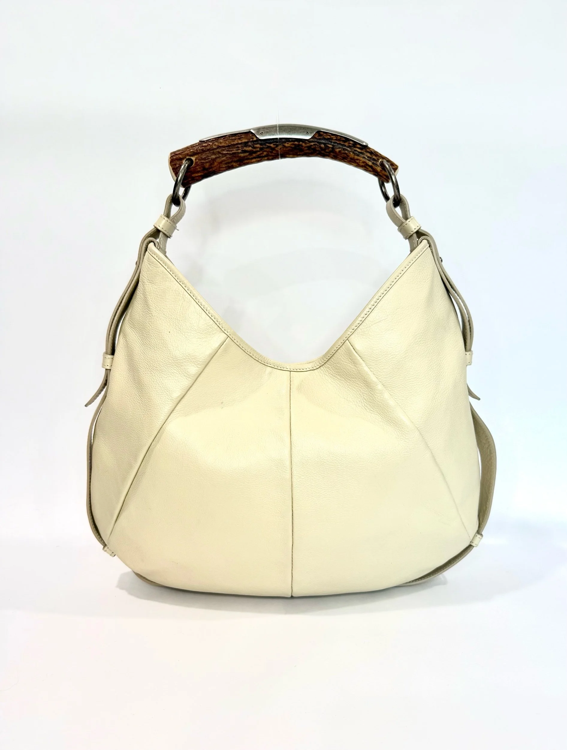 YSL Cream Leather Mombasa Shoulder Bag
