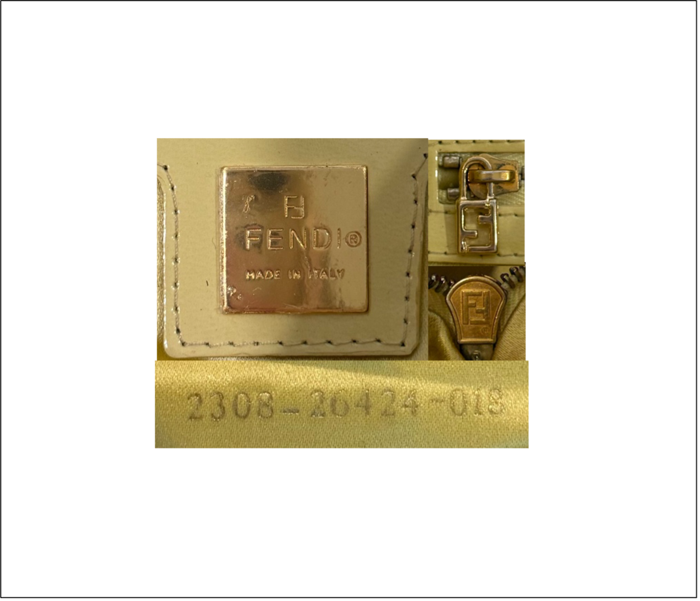 Fendi Gold and Yellow Leather Baguette 9.4.png