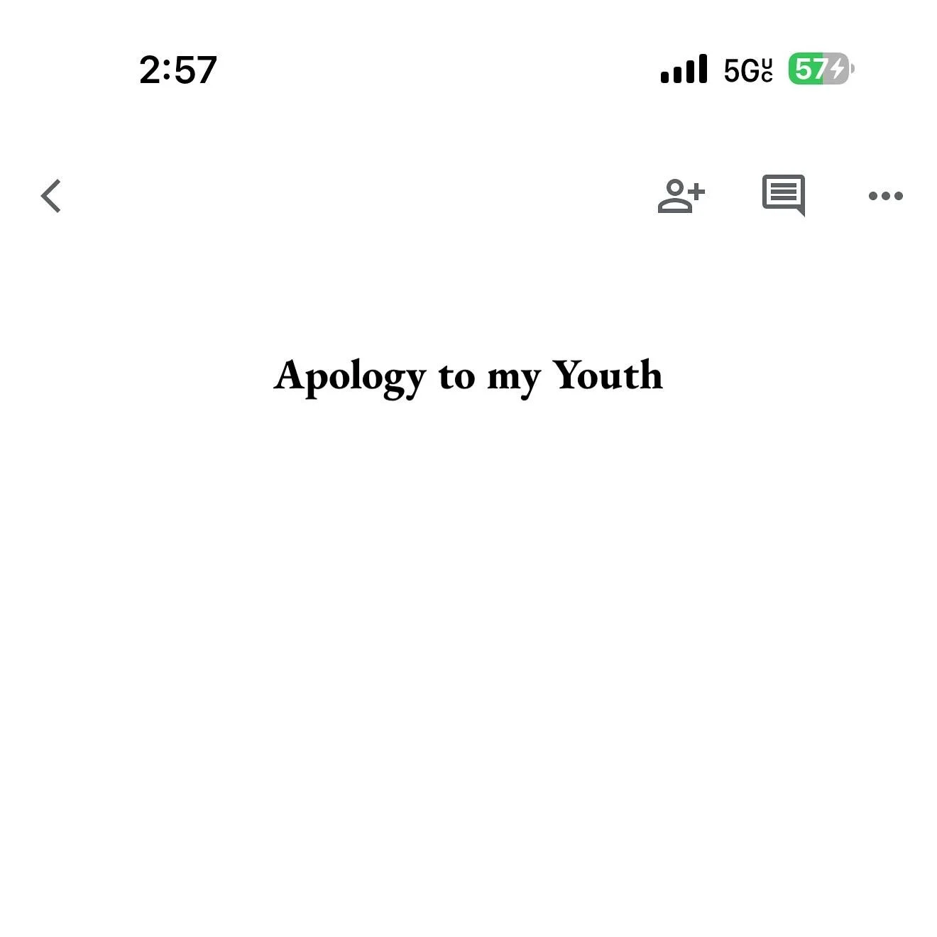 also this document being completely empty is kinda funny. like yesss we&rsquo;re still working on that, i haven&rsquo;t put her through the wringer enough yet. but the notes app apology is coming soon.