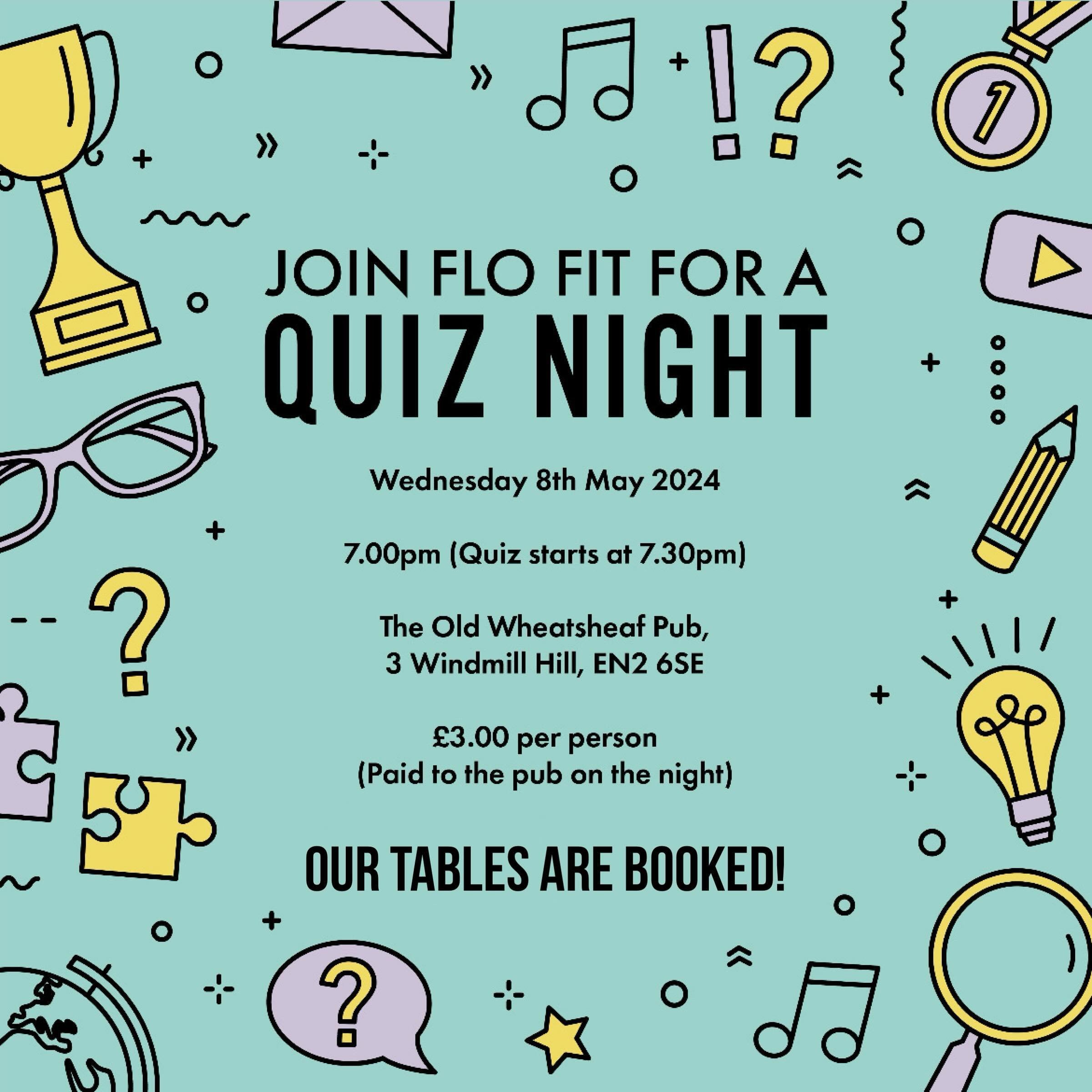 Our tables are booked for next weeks quiz night at @theoldwheatsheaf 🎉 Plenty of time to get some general knowledge revision in 😂 If you would like to join please let me know. 

#flofit #flofitclasses #havefunandgetfit #groupexercise #groupexercise