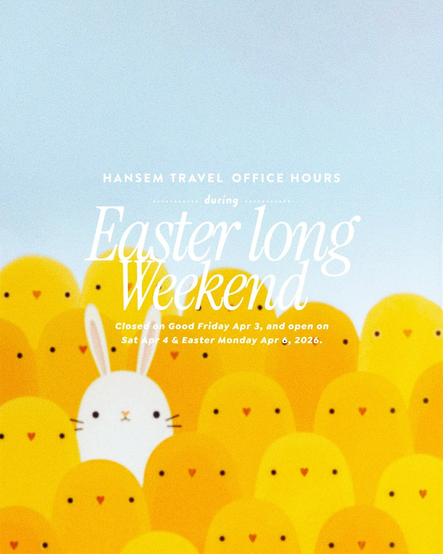 This is a friendly reminder that our office will be closed tomorrow on Good Friday, March 3, 2026. We'll resume our regular office hours on Saturday March 4, and open on Easter Monday March 6, 2026.

&middot;

Should you require immediate assistance 