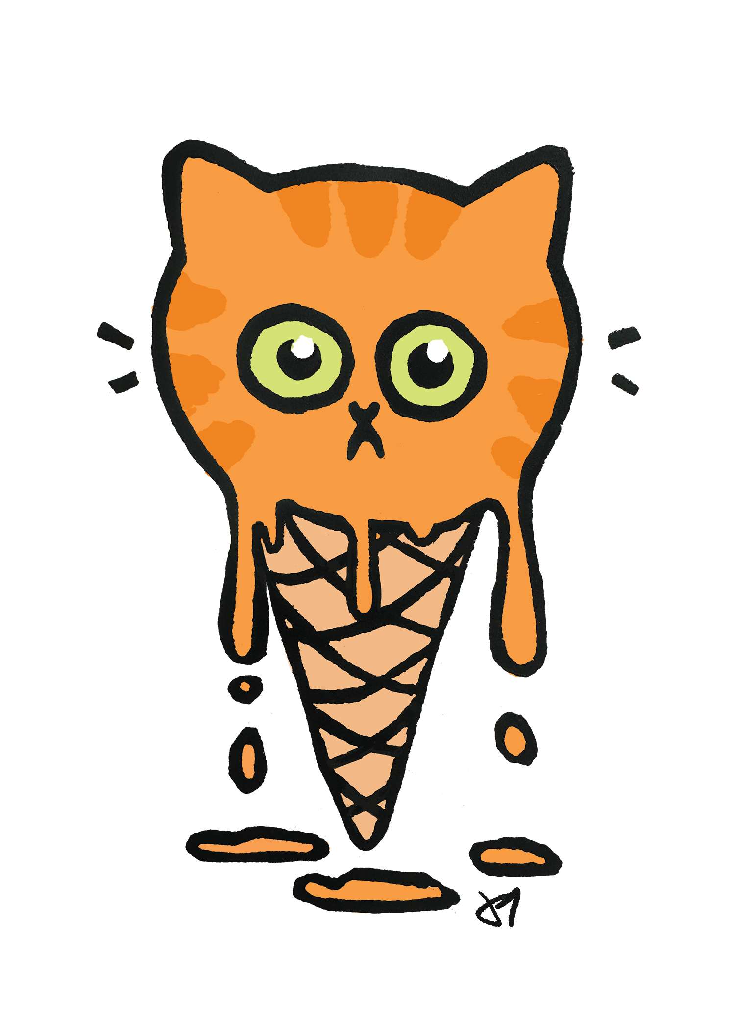 Orange Sherbet Ice Cream Cone Cat