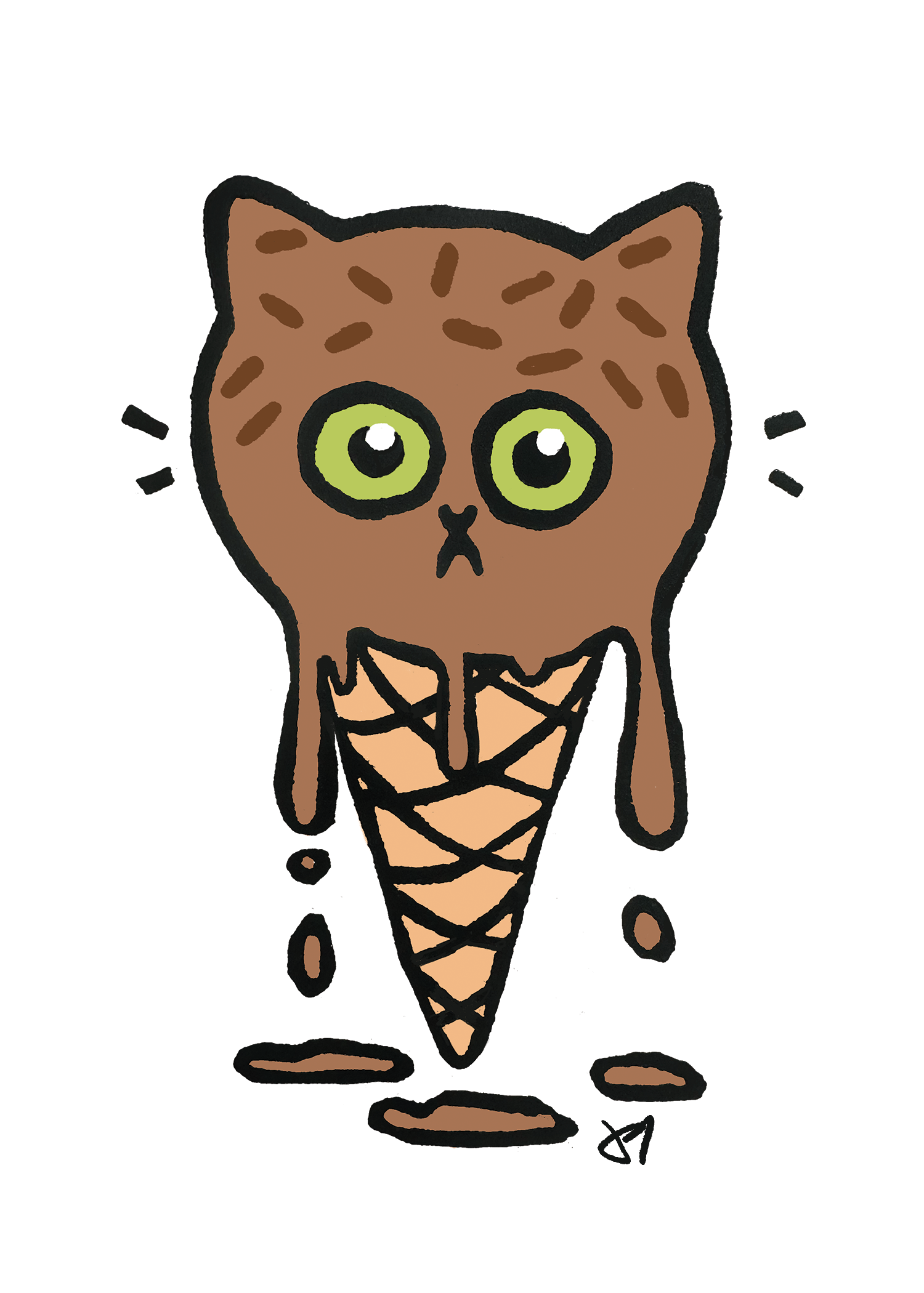 Chocolate Ice Cream Cone Cat