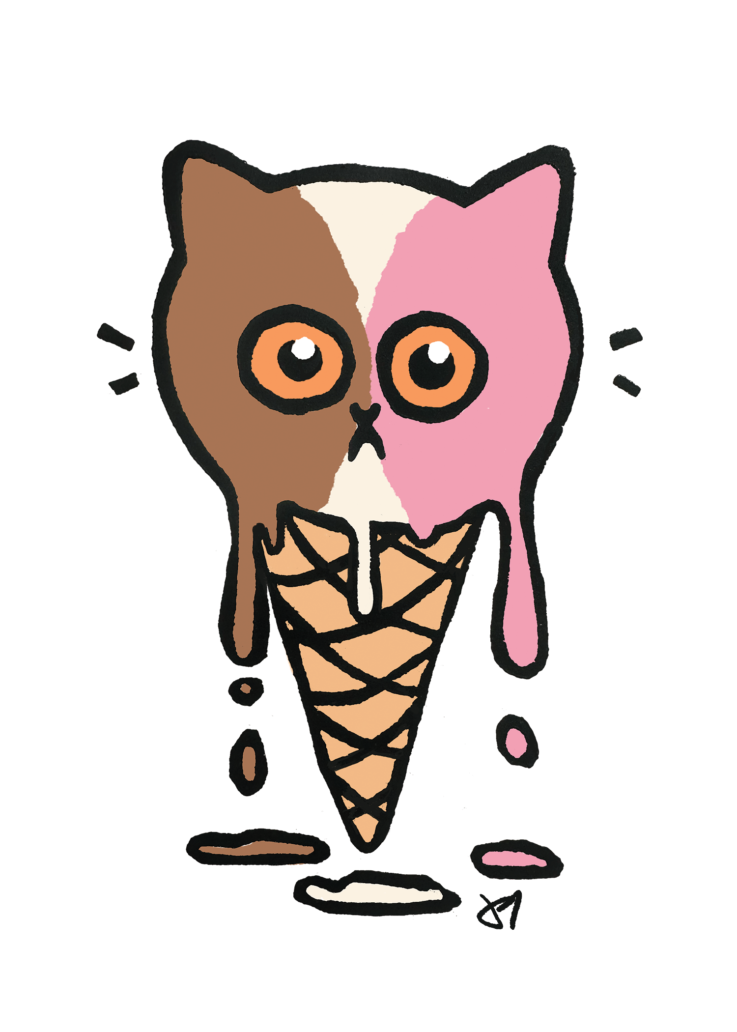 Neopolitan Ice Cream Cone Cat