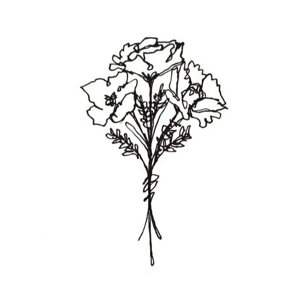 "Flowers", (9x12"), Ink made with a single line, (December 2021)