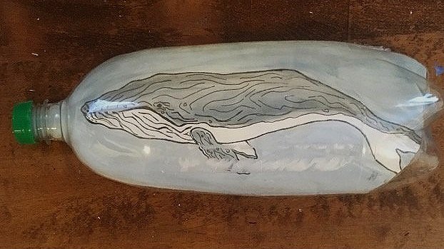 "Bottled Up", Watercolor and Ink in a 2L bottle, (May 2019)