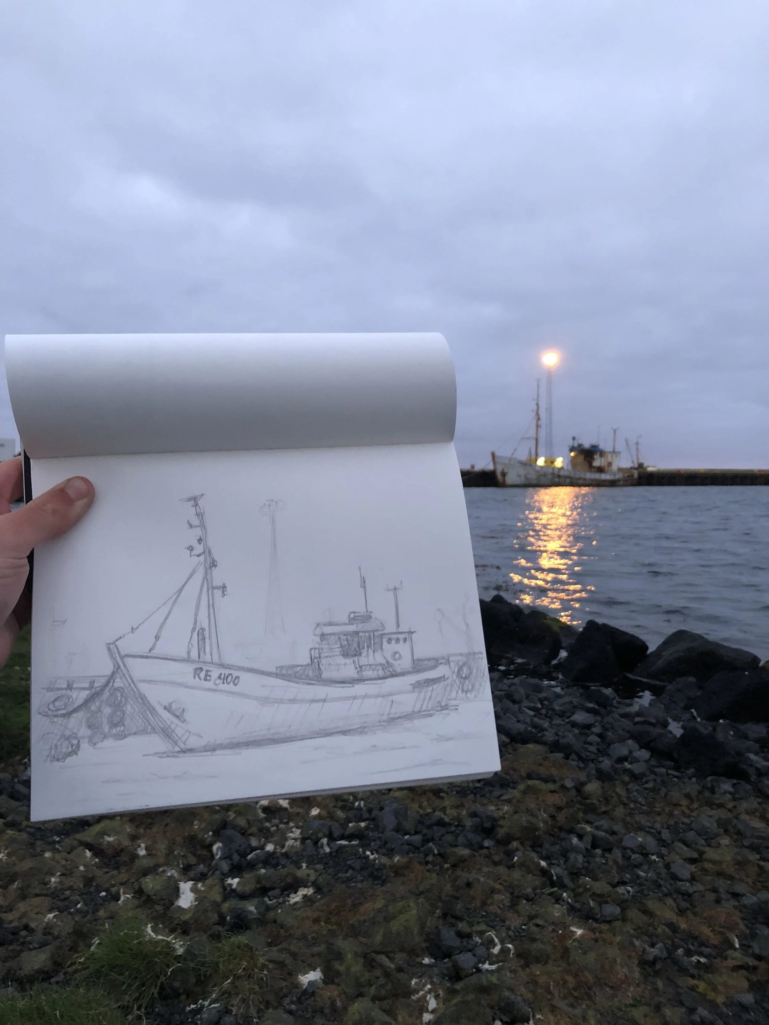 "Grindavik Iceland", Graphite Sketch, (June 2023)
