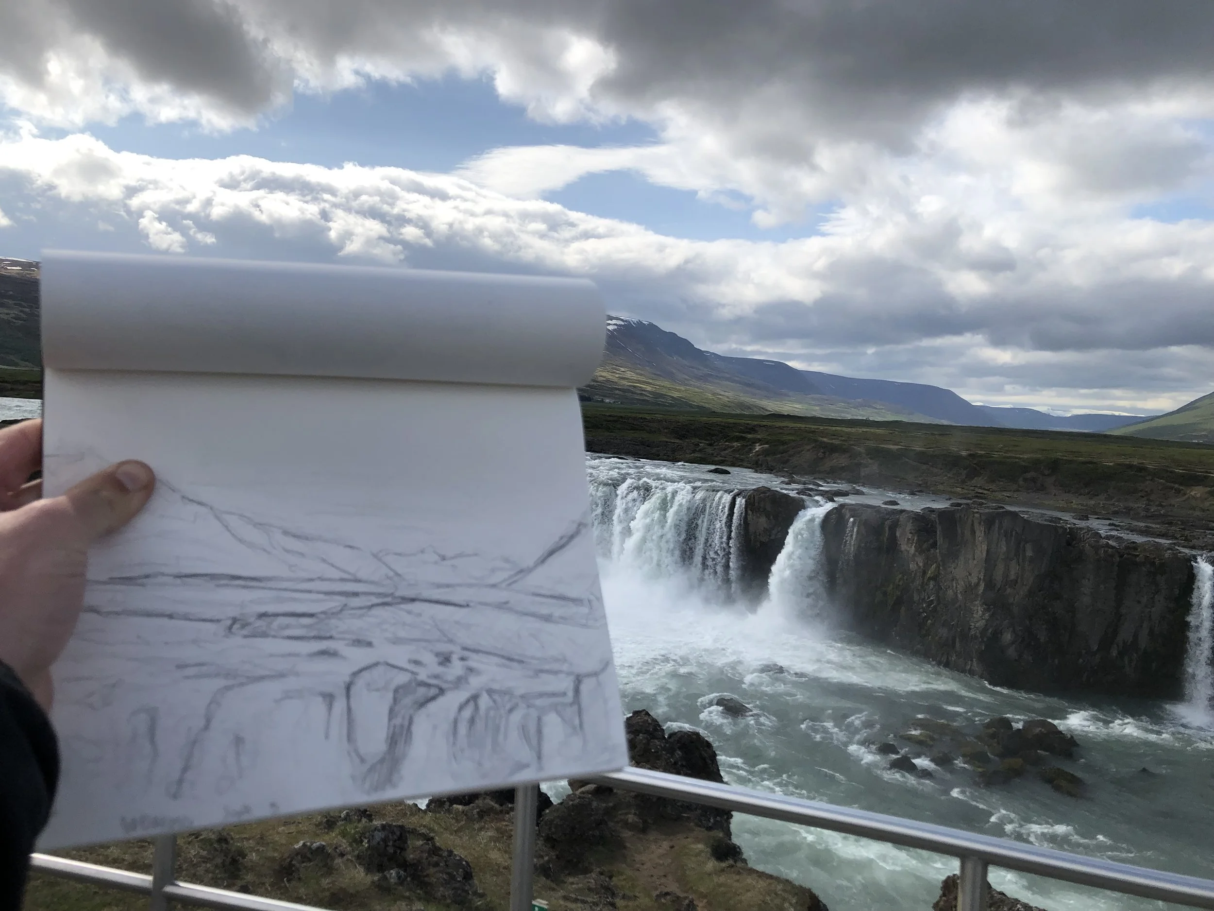 "Godafoss Iceland", Graphite Sketch, (may 2023)