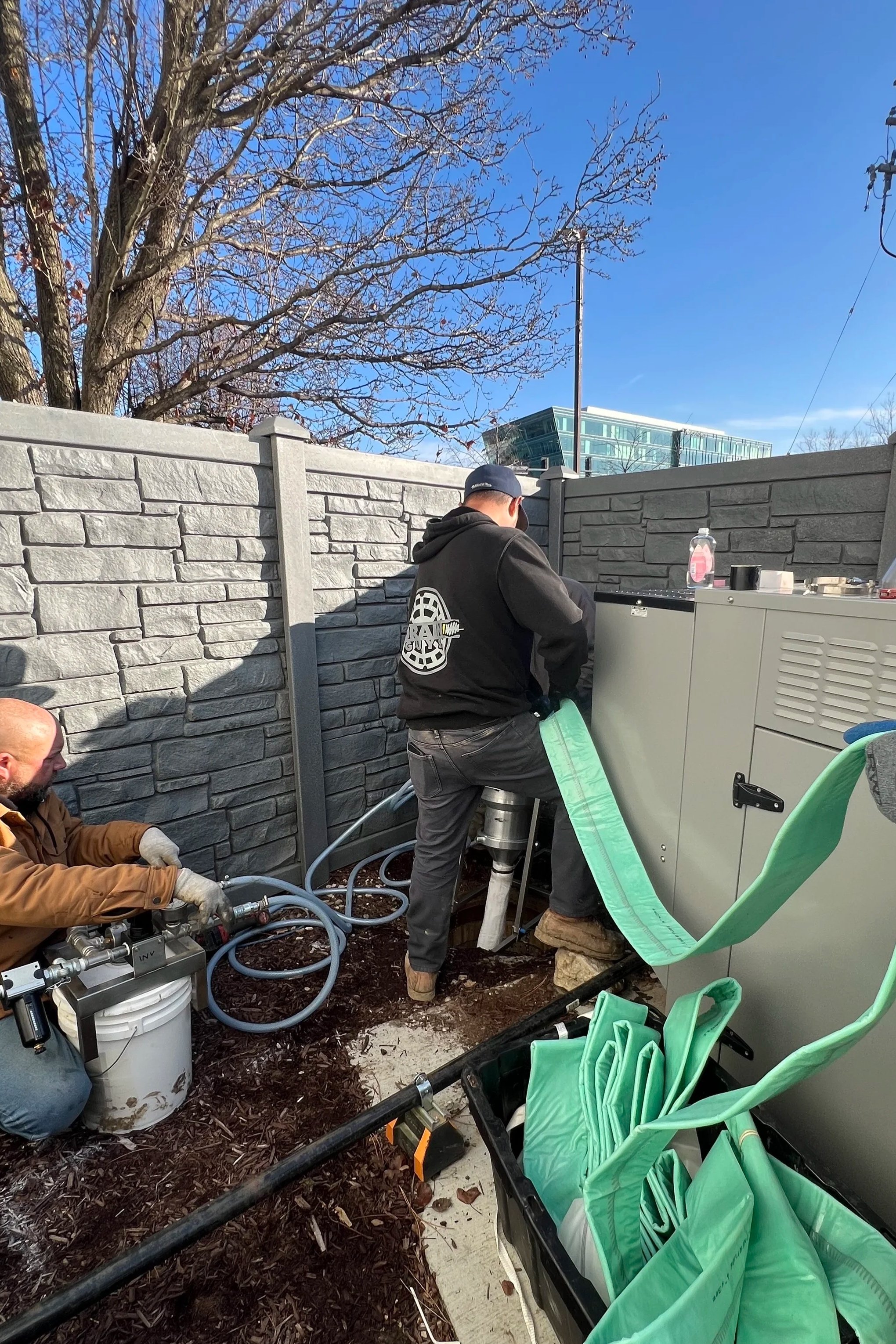 Drain Guys Chicago team using Maxliner products for a trenchless sewer repair.