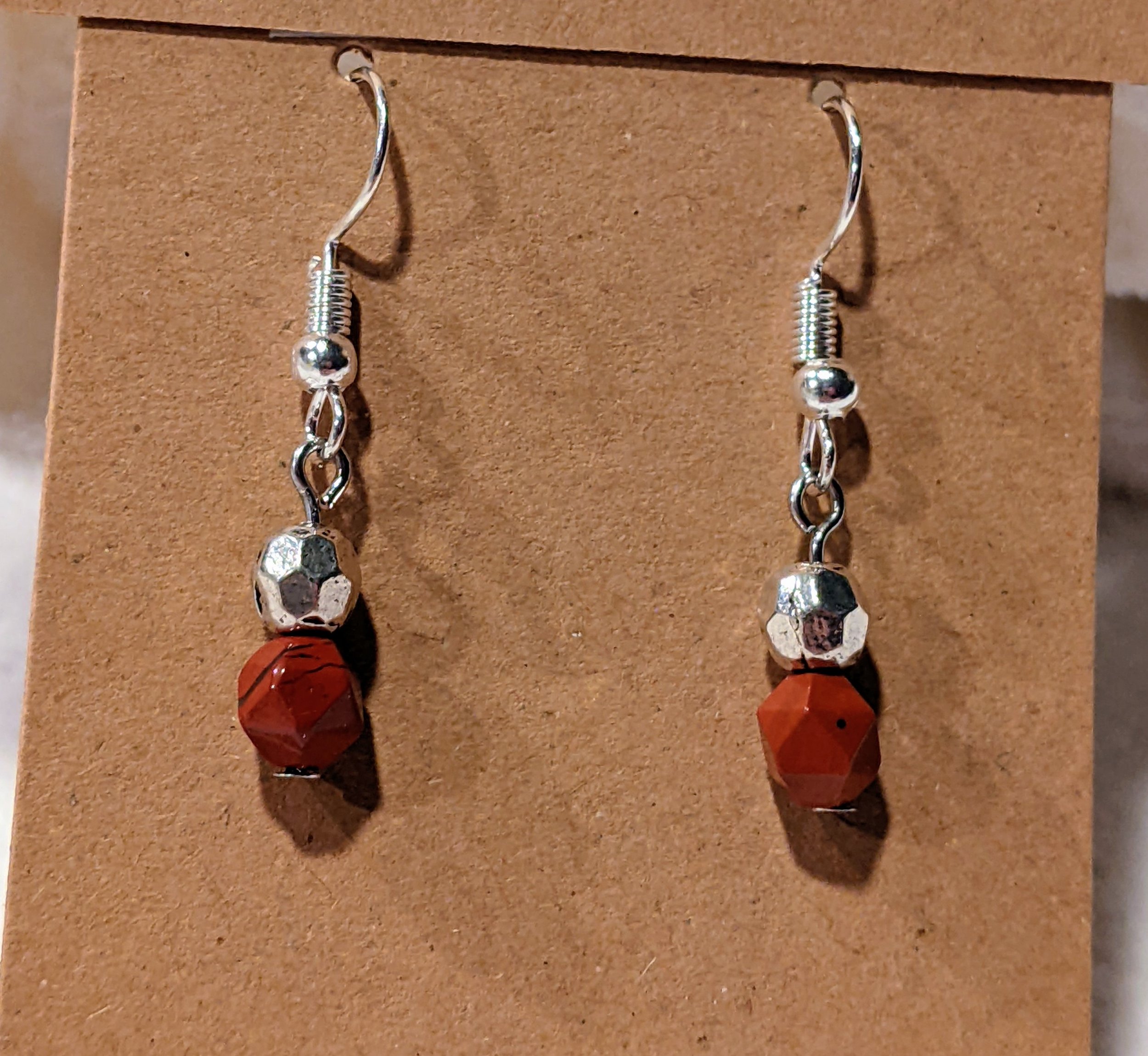 Red Jasper & Silver Earrings
