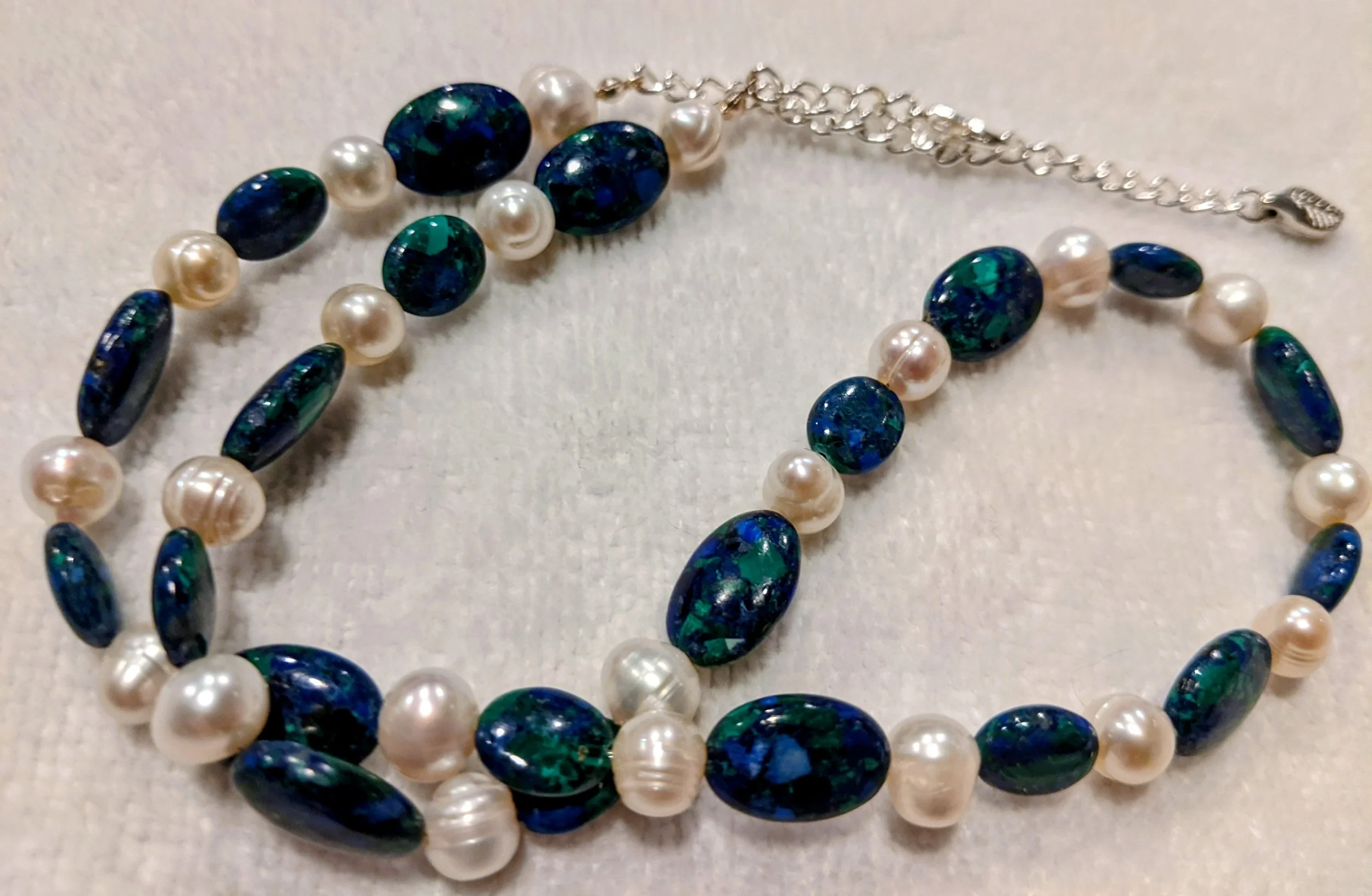 Eilat Stone (King Solomon's Stone) & Freshwater Pearls Necklace