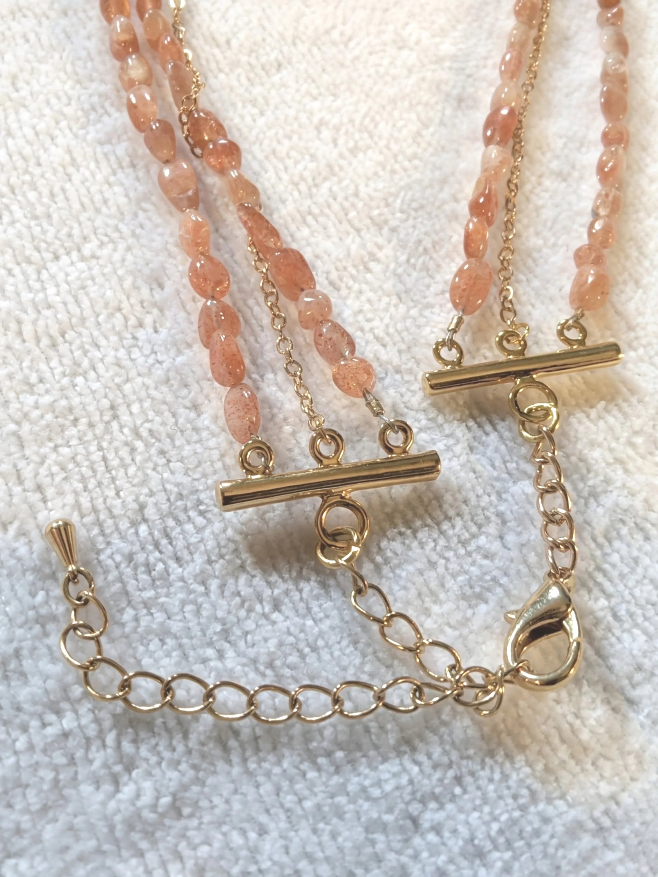 Sunstone & Gold Chain Multi-strand Necklace