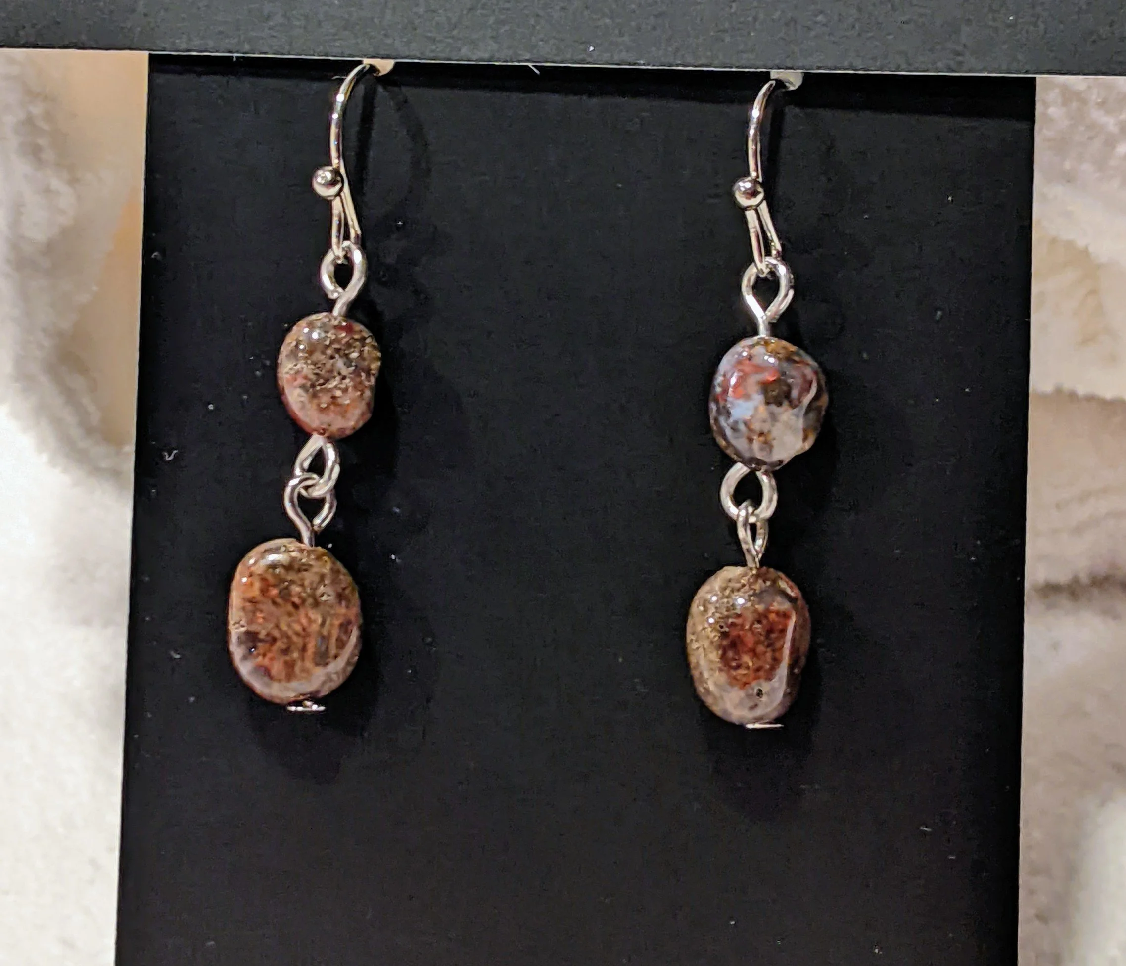 Pietersite & Silver Earrings