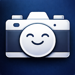 Icon of a camera with a smiling face on the lens.