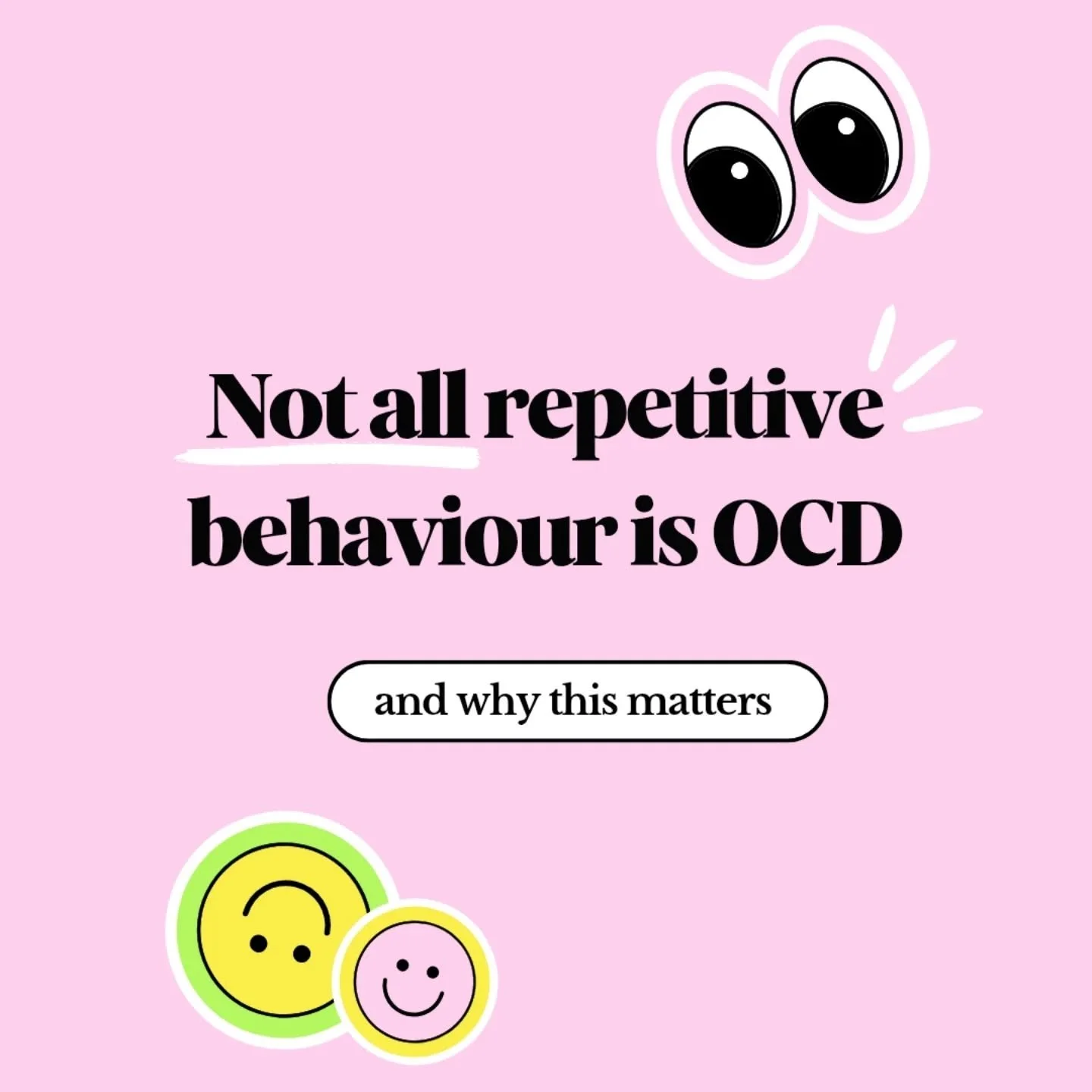 While repetitive behaviours in both autism and ocd might be frequent, for autistic folk they are often supportive and necessary rather than impairing.