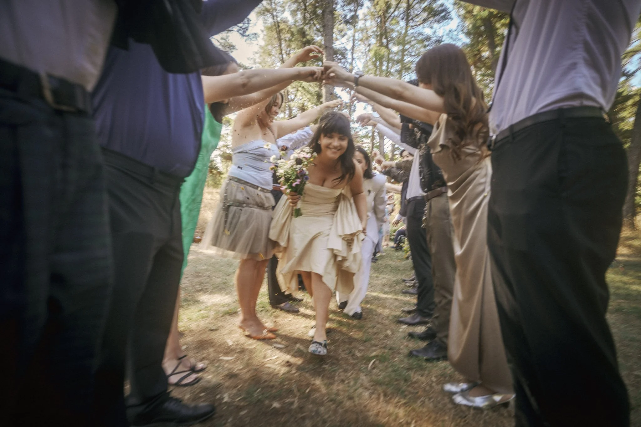wedding gown for eva based on the echo dress, in cream silk dupion