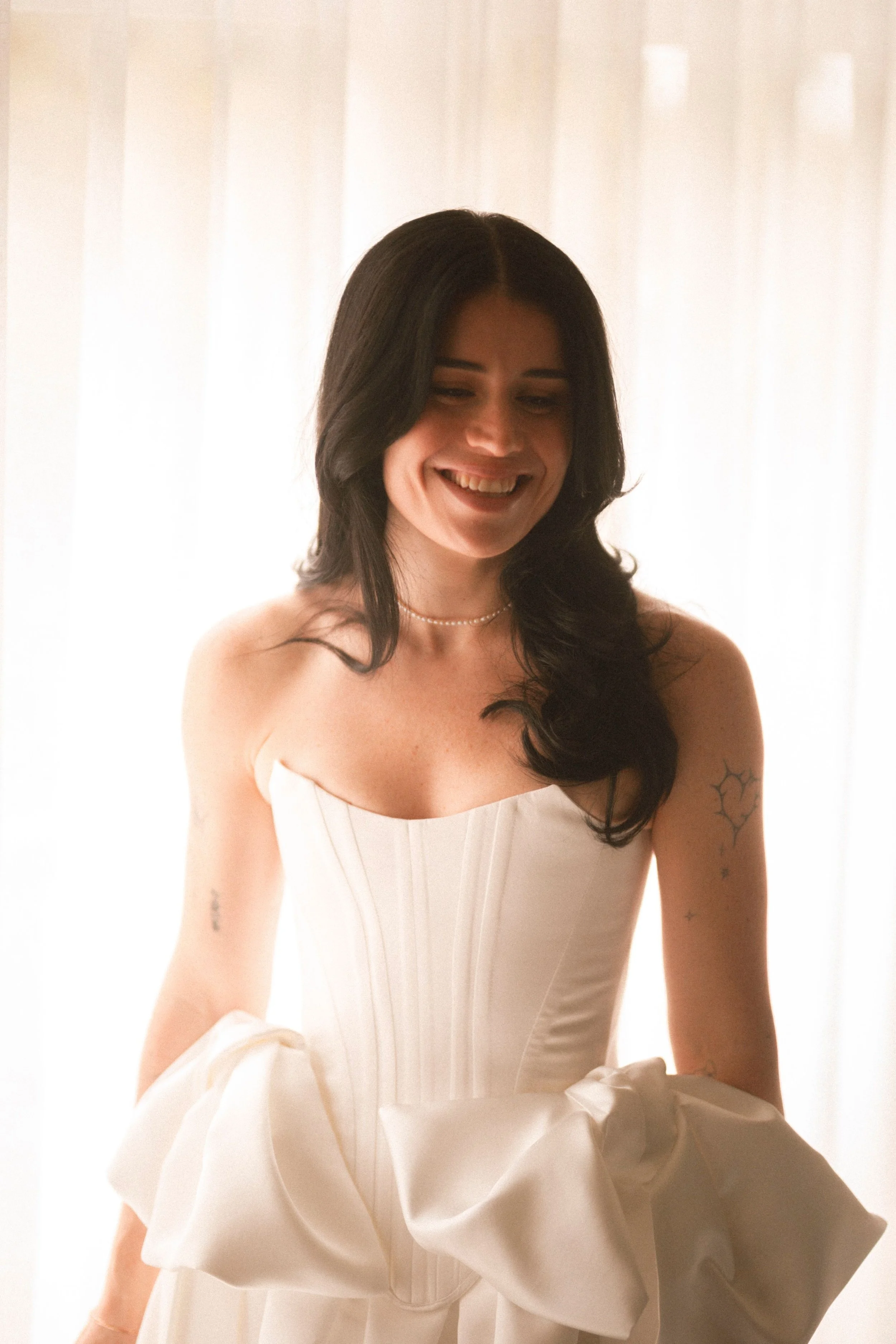 bridal look in satin for fran