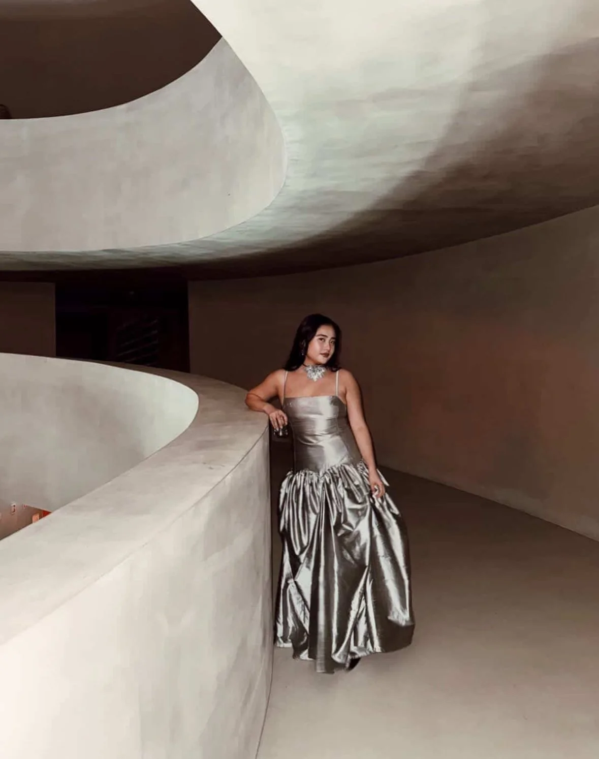 custom gown for sandy in silver silk dupion