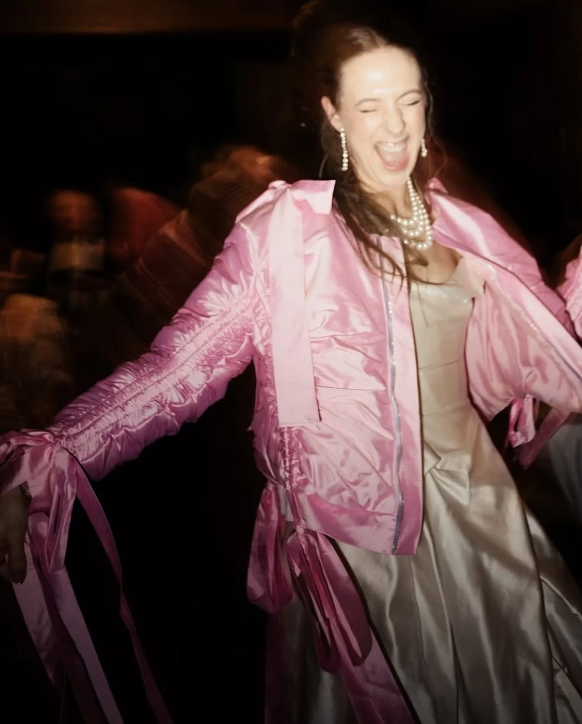 pink silk bomber jacket for ally