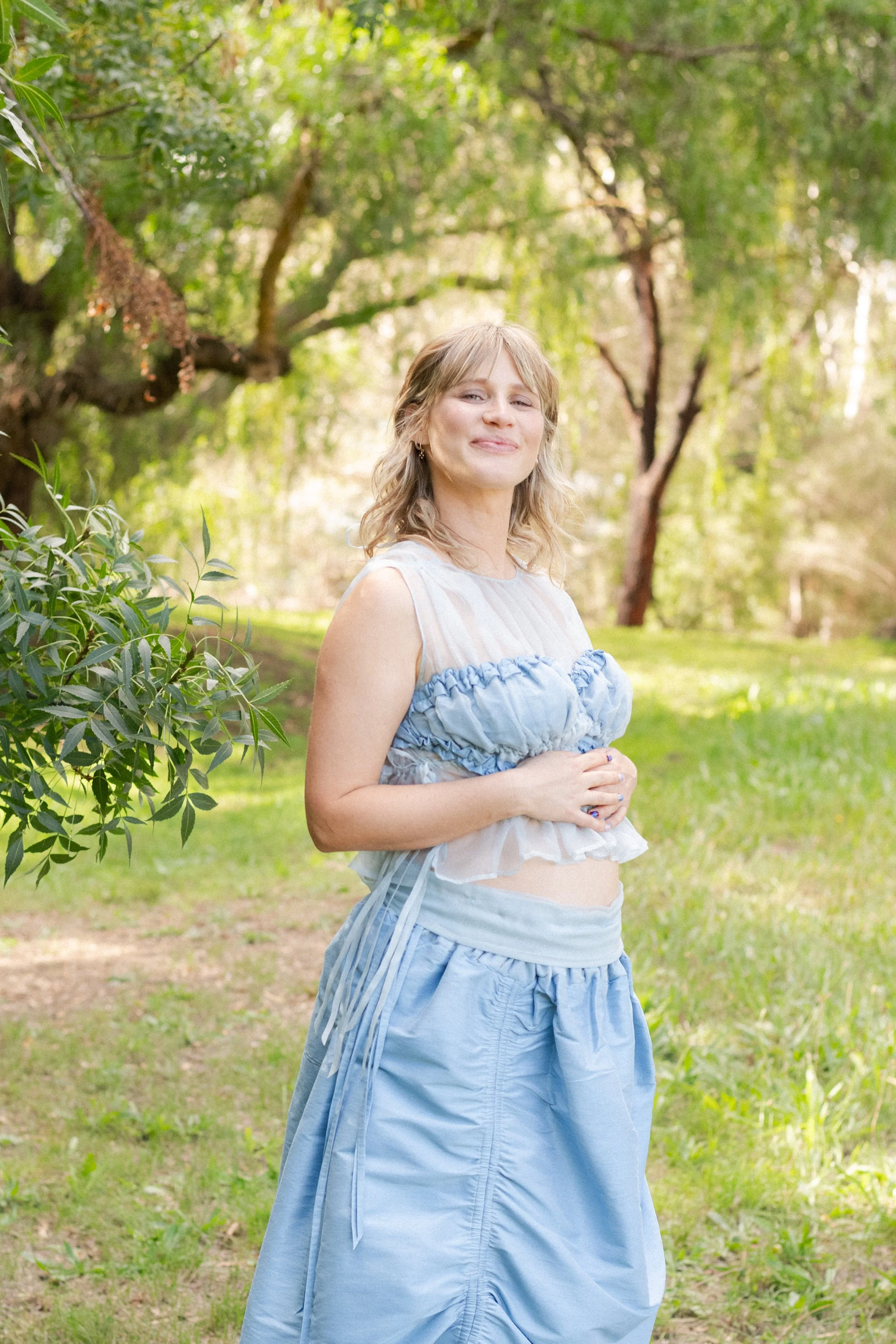 top and skirt for georgia in organza and dupion