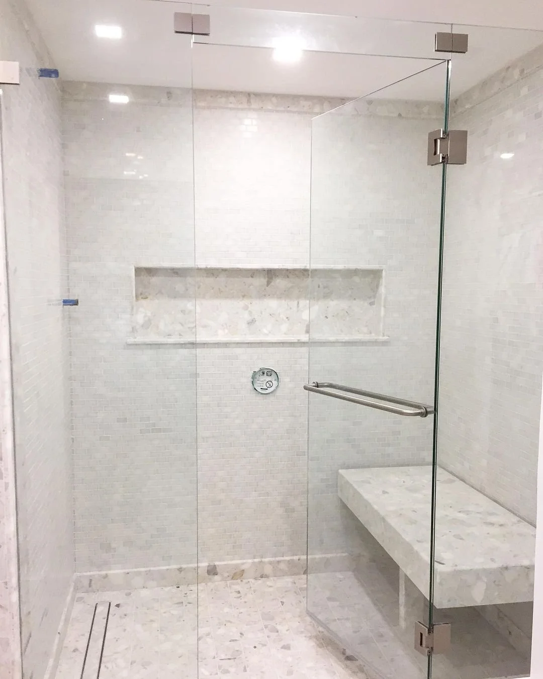 shower with stone installation