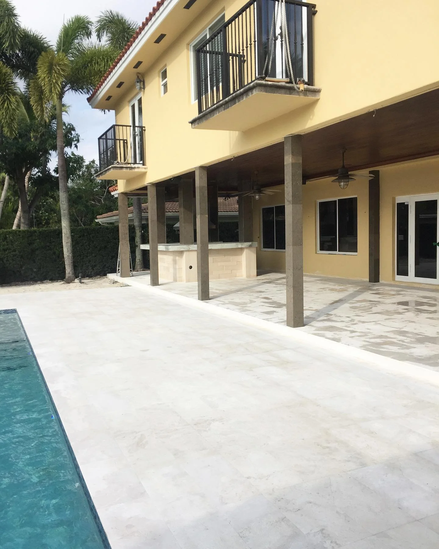 grey limestone home terrace