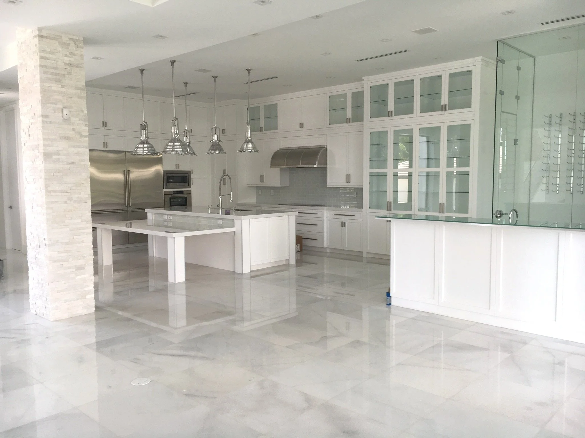 kitchen with marble floors