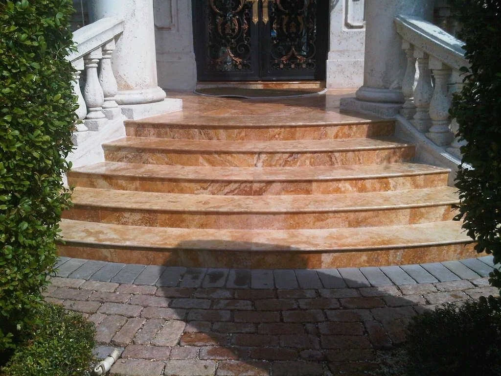 travertine natural stone staircase