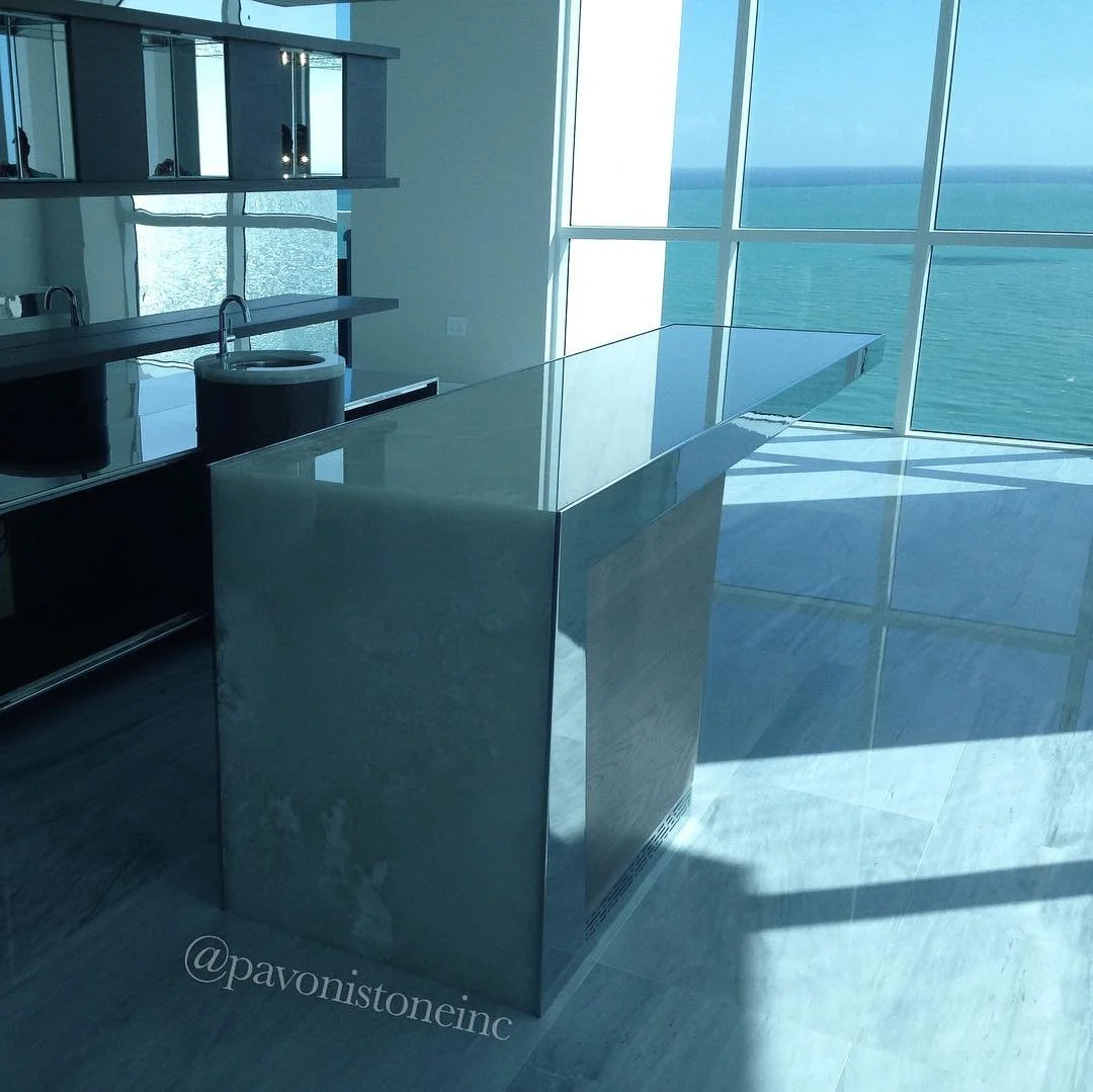 penthouse kitchen island stone