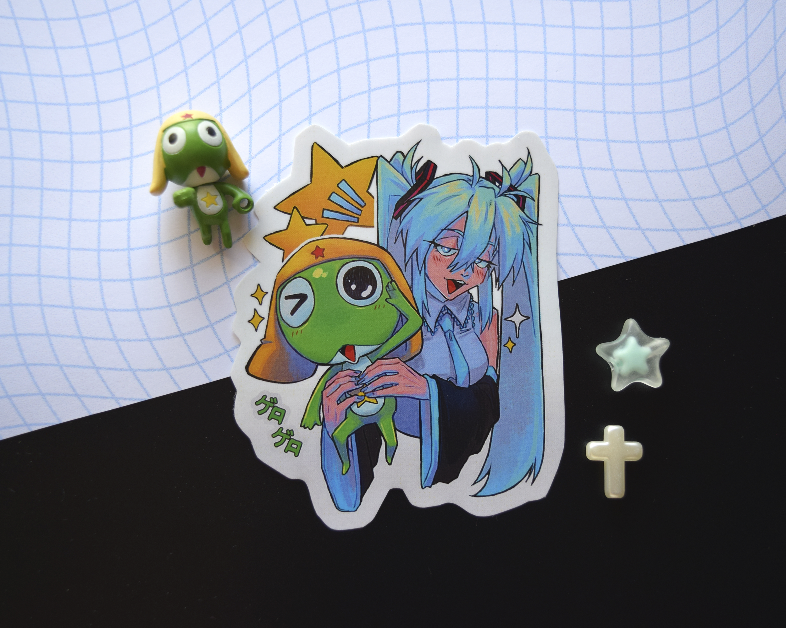 ♥M and Green Frog Sticker♥