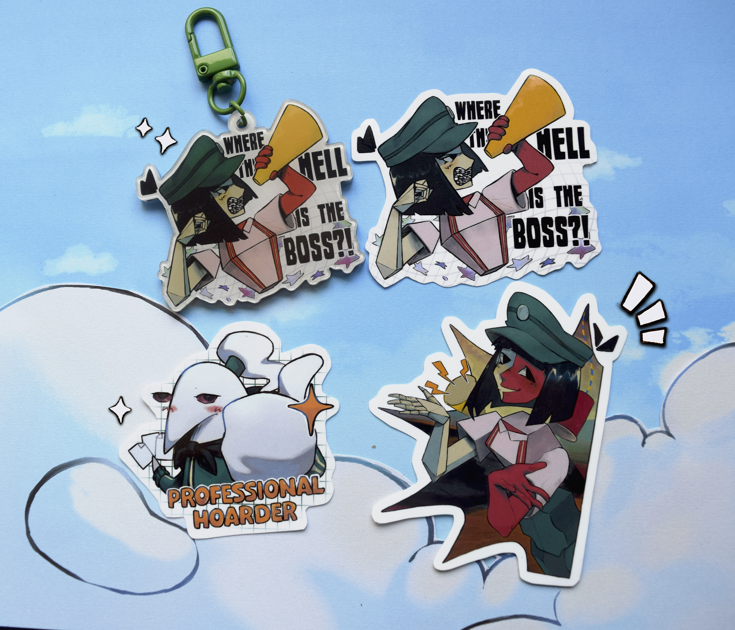 ☆2.5'' Where The Hell is The Boss Keychain + Stickers ☆