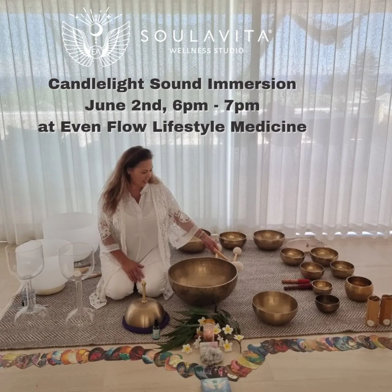 🌅Immerse into serenity and awaken your senses with Sunday Soothing Soulavita Soundscape!

Tune inwards, on a journey of tranquility every 1st Sunday of the month with our exquisite Soulavita sound healing. Join Estelle Amelia as YOU sonically immers