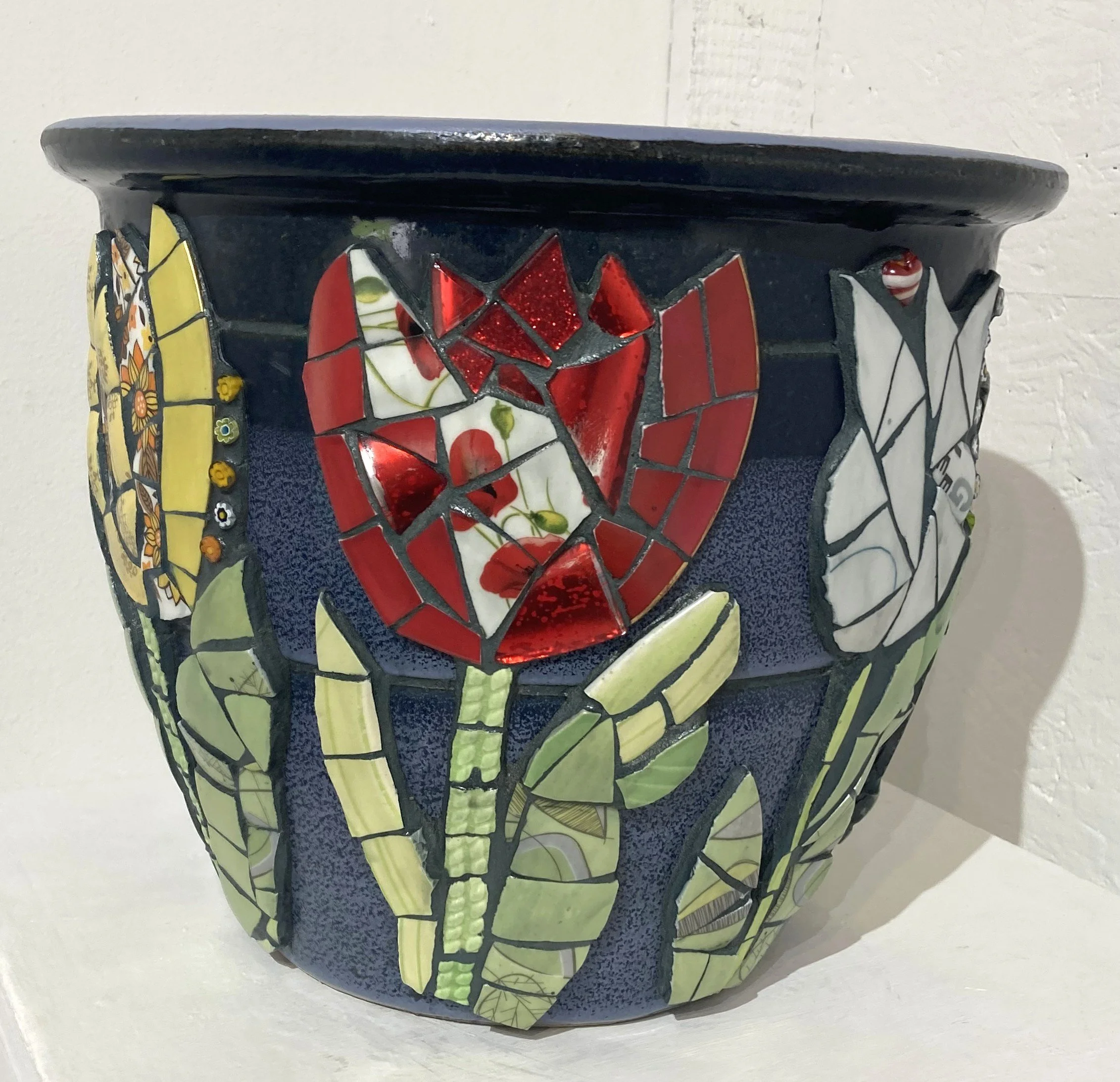 Spring Tulips Stone Flower Pot, View 1.JPG