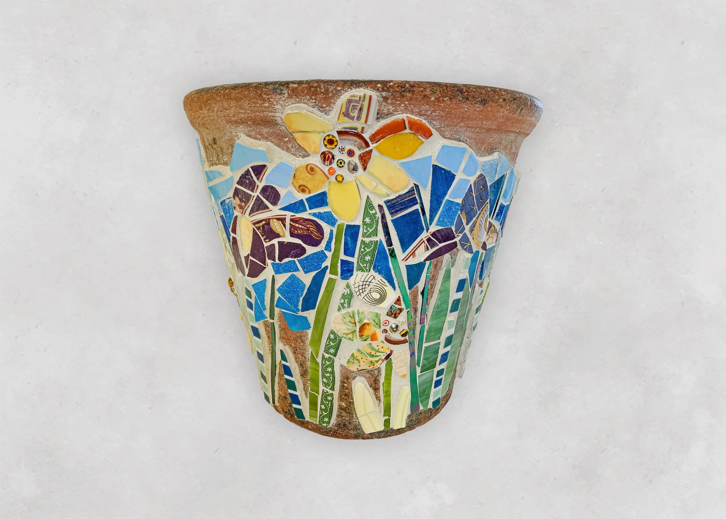 Daffs & Irises Terracotta Flower Pot