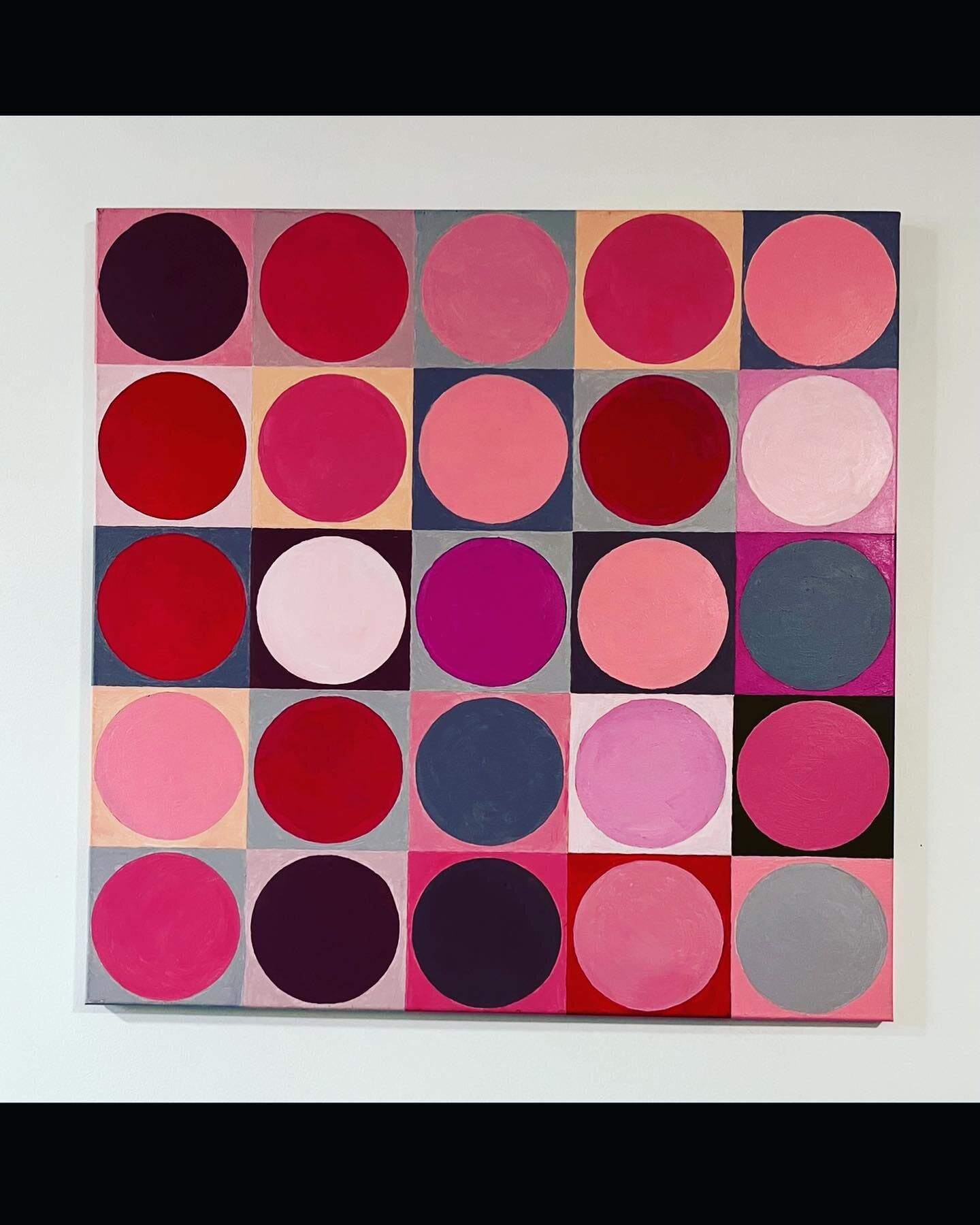 TBT Pink Circle of life 80x80cms &pound;450 i&rsquo;ve been asked to paint more of these &lsquo;circle&rsquo; paintings, thinking about new colourways, any ideas/requests?! #throwbackthursday #acrylicpainting #acryliconcanvas #pinkpainting #colourful