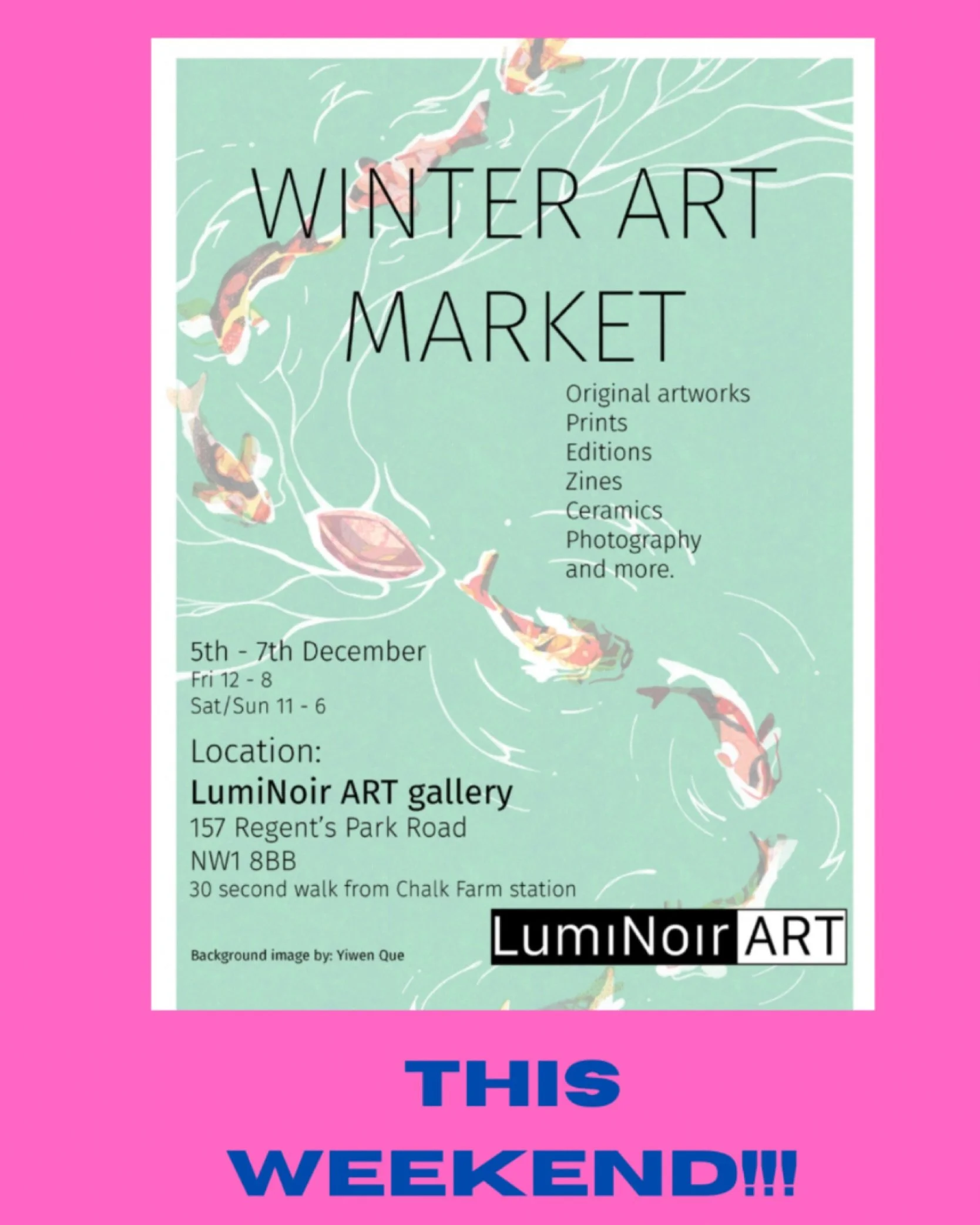 Xmas shopping sorted! Original artworks including some of my paintings, prints &amp; cards for this weekend only!! Avoid the west end &amp; pop into #Chalkfarm #camden #buyfromlivingartists #abstractpaintings #collageart #gicleeprints #xmascards #aff