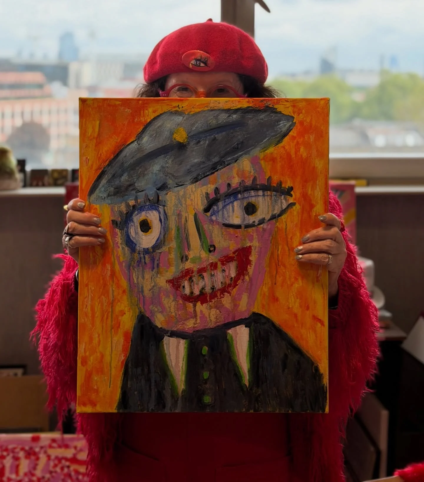 Todays painting is called Mr Postman 50x40cms &pound;220 📸@_mollymay #acryliconcanvas #contemporyart #happyartist