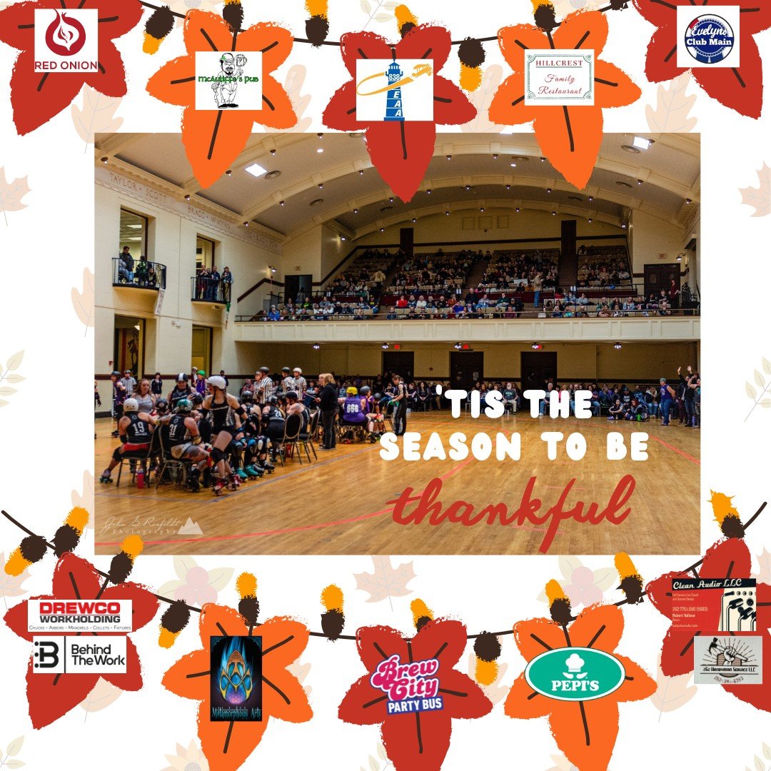 Happy Thanksgiving from your Root River Rollers!🦃🍁We are always thankful for our fans, as well as our many sponsors with their continued support throughout our years of skating! Thank you! We could not do this without you all!

 #thankfulgratefulbl