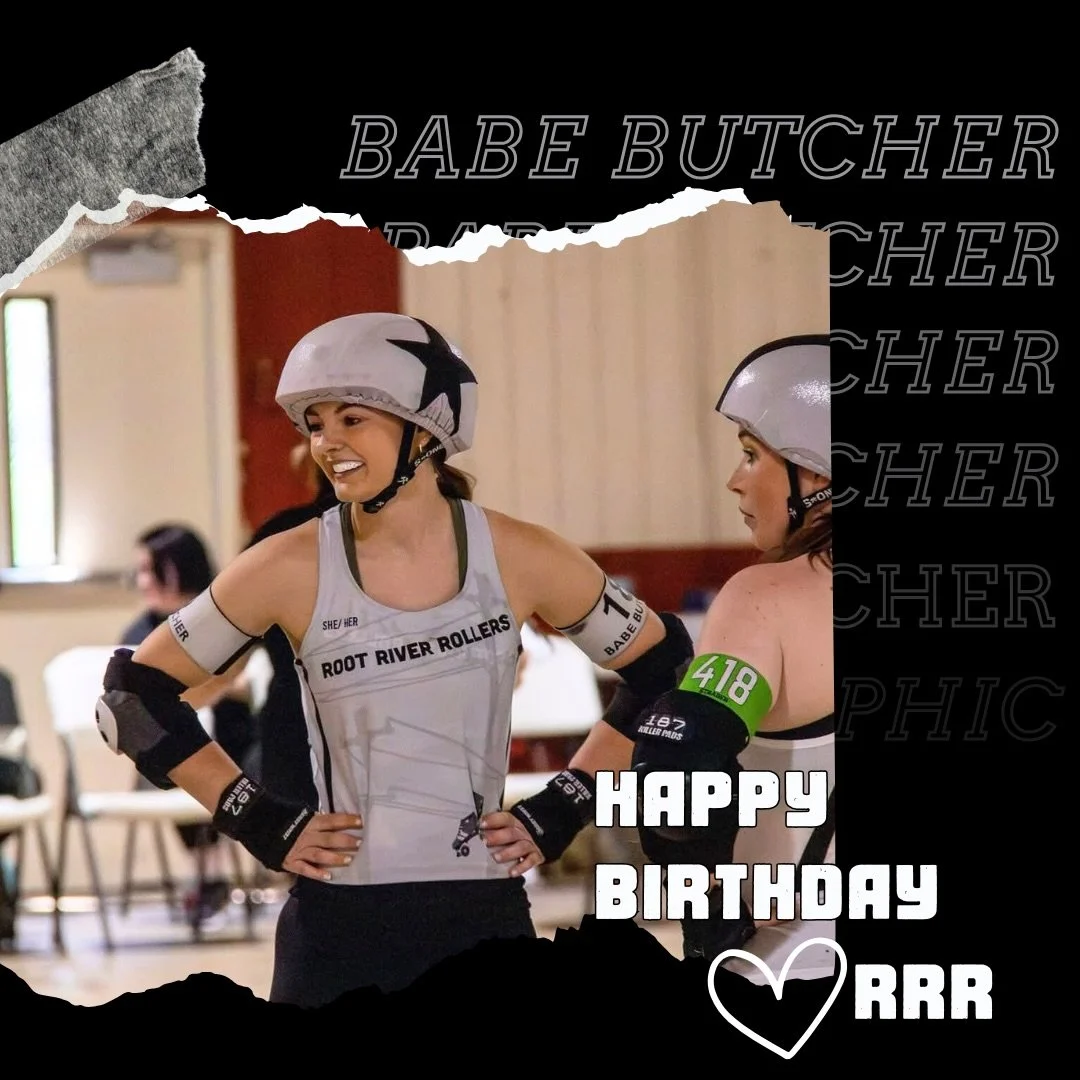Happy Birthday Babe Butcher! 🛼🎉
Hope your day is full of good people, good cake, and maybe a few birthday hits on the track. Thanks for bringing the power and fun to derby.

Have an awesome birthday! 💥