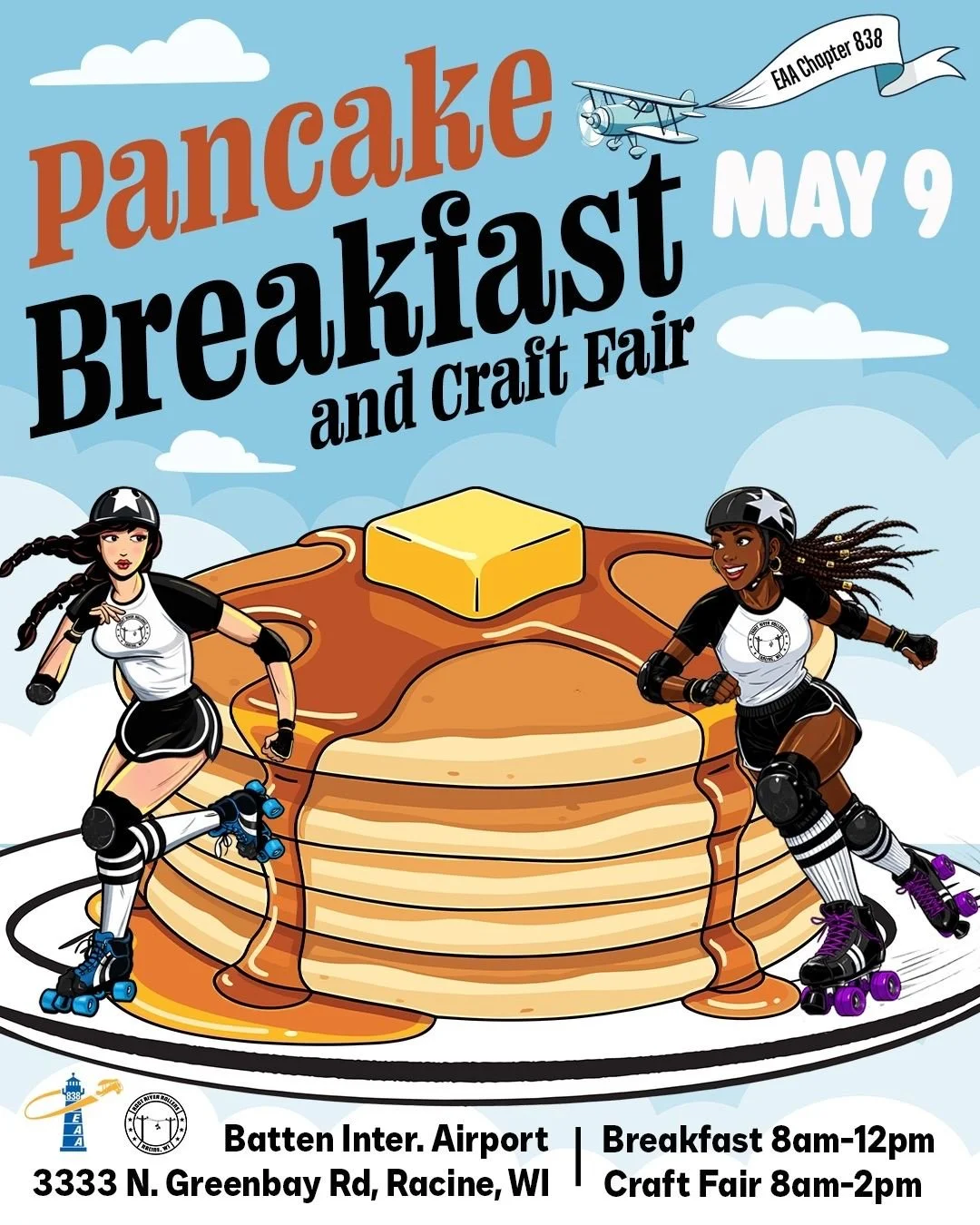 🥞✨ Just over ONE WEEK until the Pancake Breakfast &amp; Craft Fair hosted by Root River Rollers and EAA Chapter 838 of Racine, WI!

Bring your friends, your family, and your appetite! Enjoy a full morning of breakfast, local artisans, handmade goods